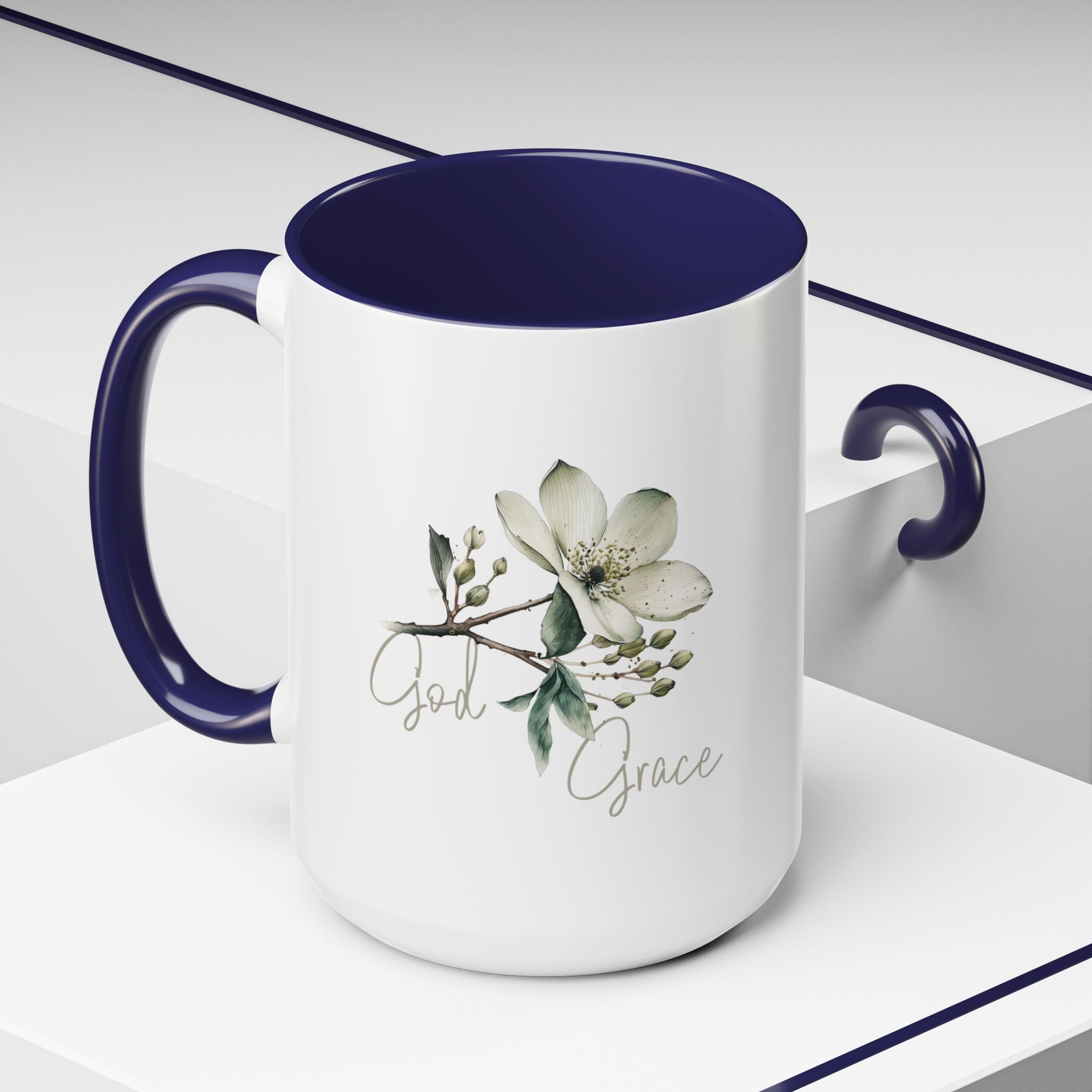 Floral Accent Coffee Mug | God Grace Gift, Nature-Inspired Tea Cup, Inspirational Drinkware for Home, Office, Mother's Day