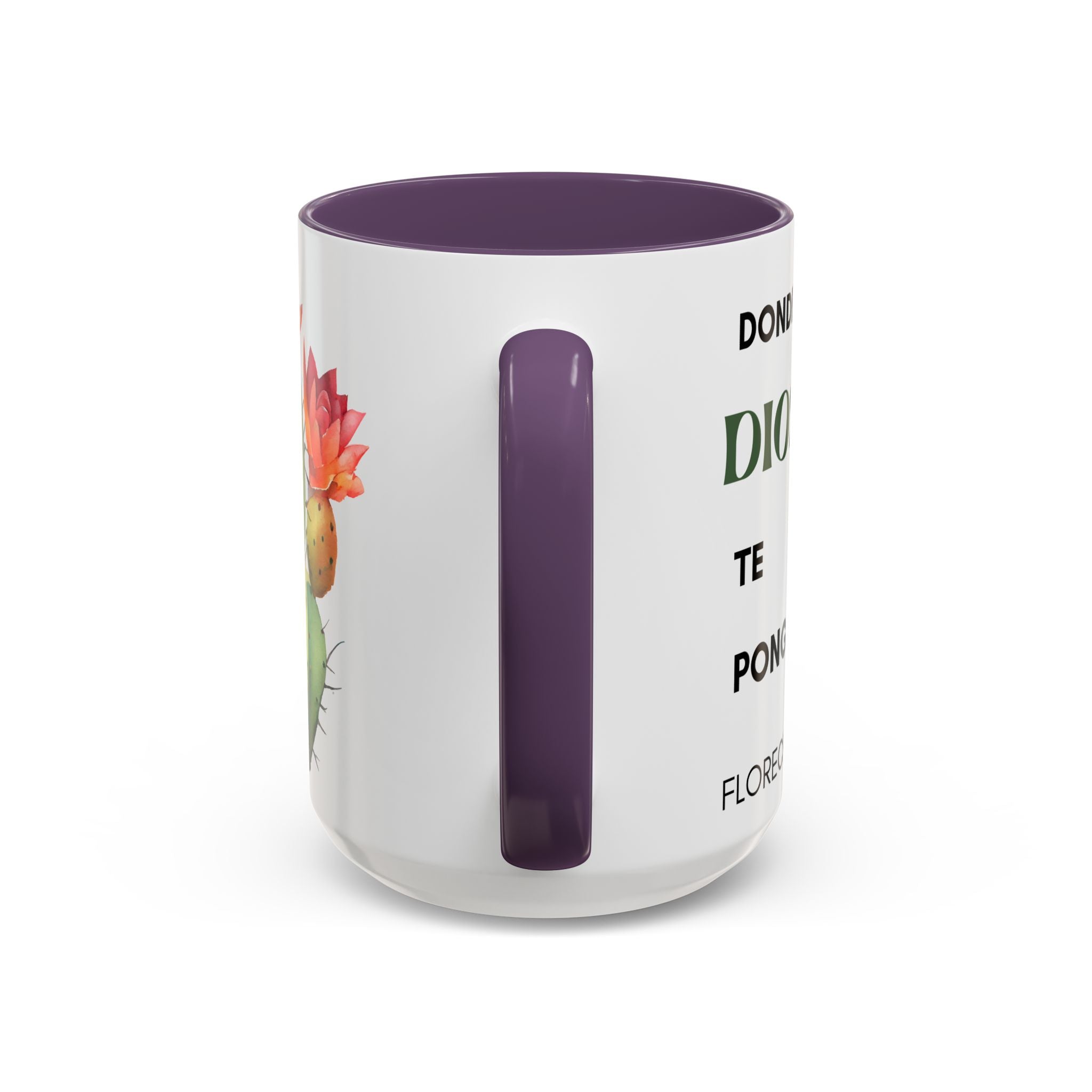 Cactus Floral Accent Coffee Mug – ‘Donde Dios Te Ponga Florecerás’ Spanish Inspirational Mug