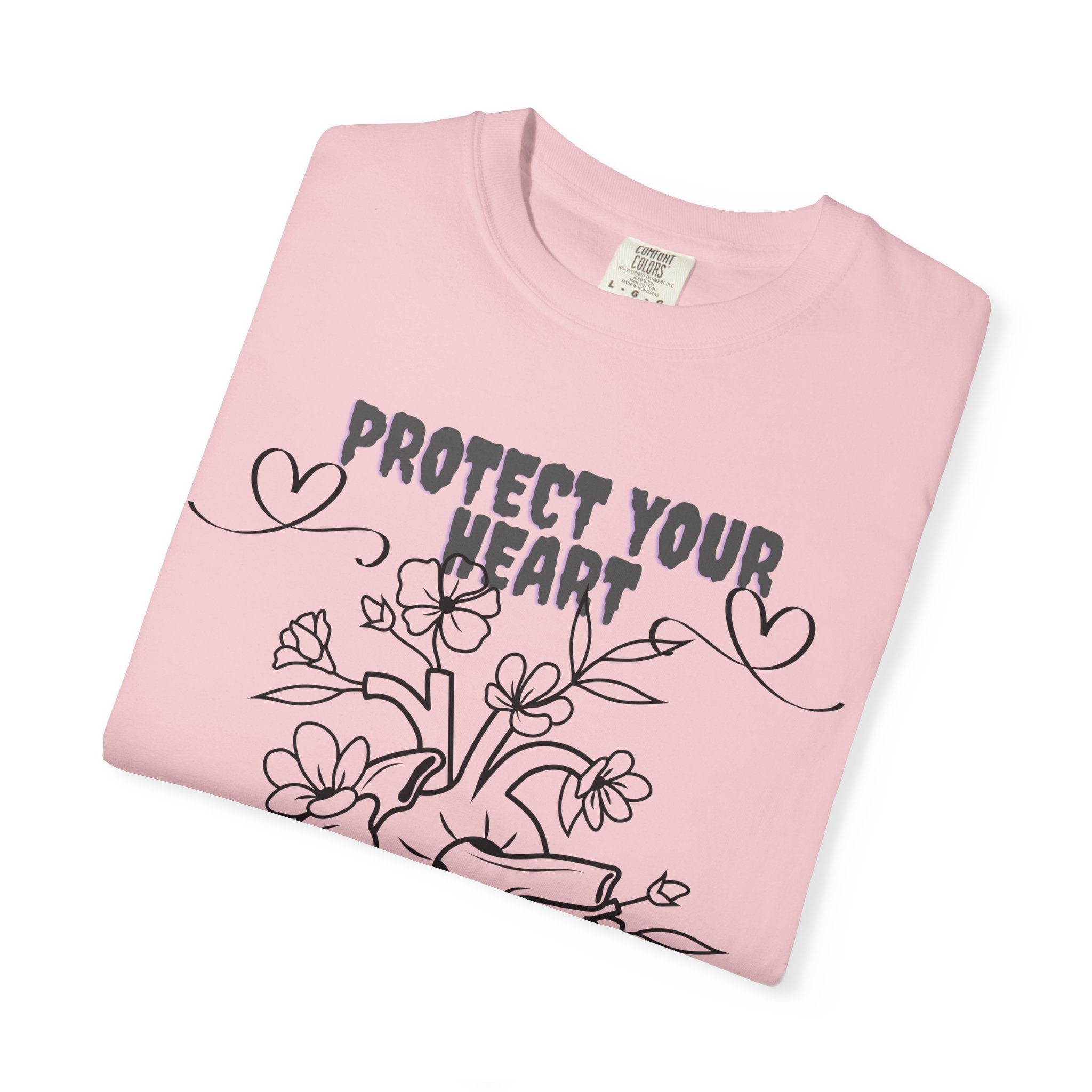 Protect Your Heart T-Shirt | Unisex Garment-Dyed Tee for Self-Care, Mental Health Awareness, Gifts for Friends, Cute Casual Wear