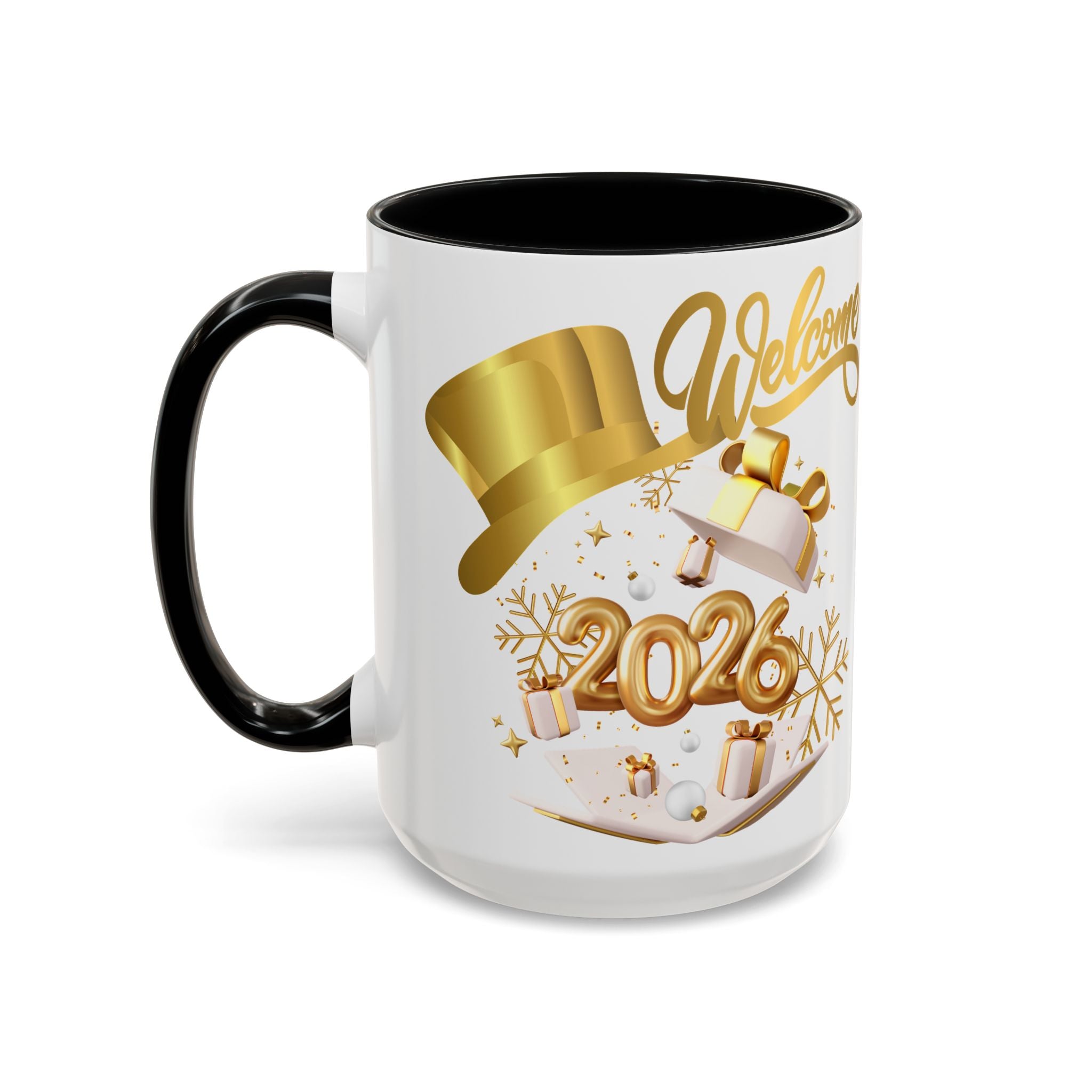2026 New Year Coffee Mug — "Welcome 2026" Gold Celebration Accent Mug