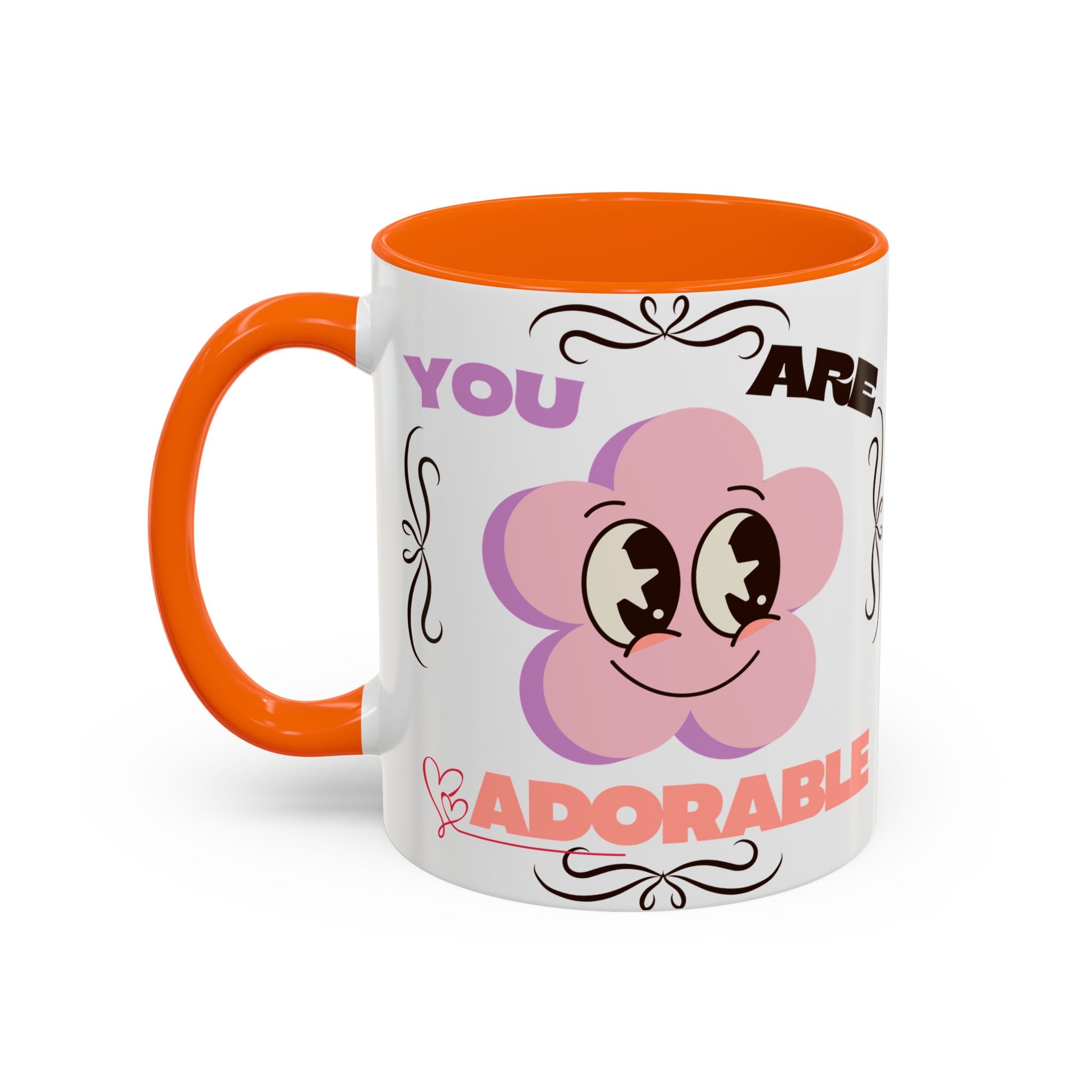 You Are Adorable Coffee Mug — Cute Pink Flower Accent Mug (11/15oz)