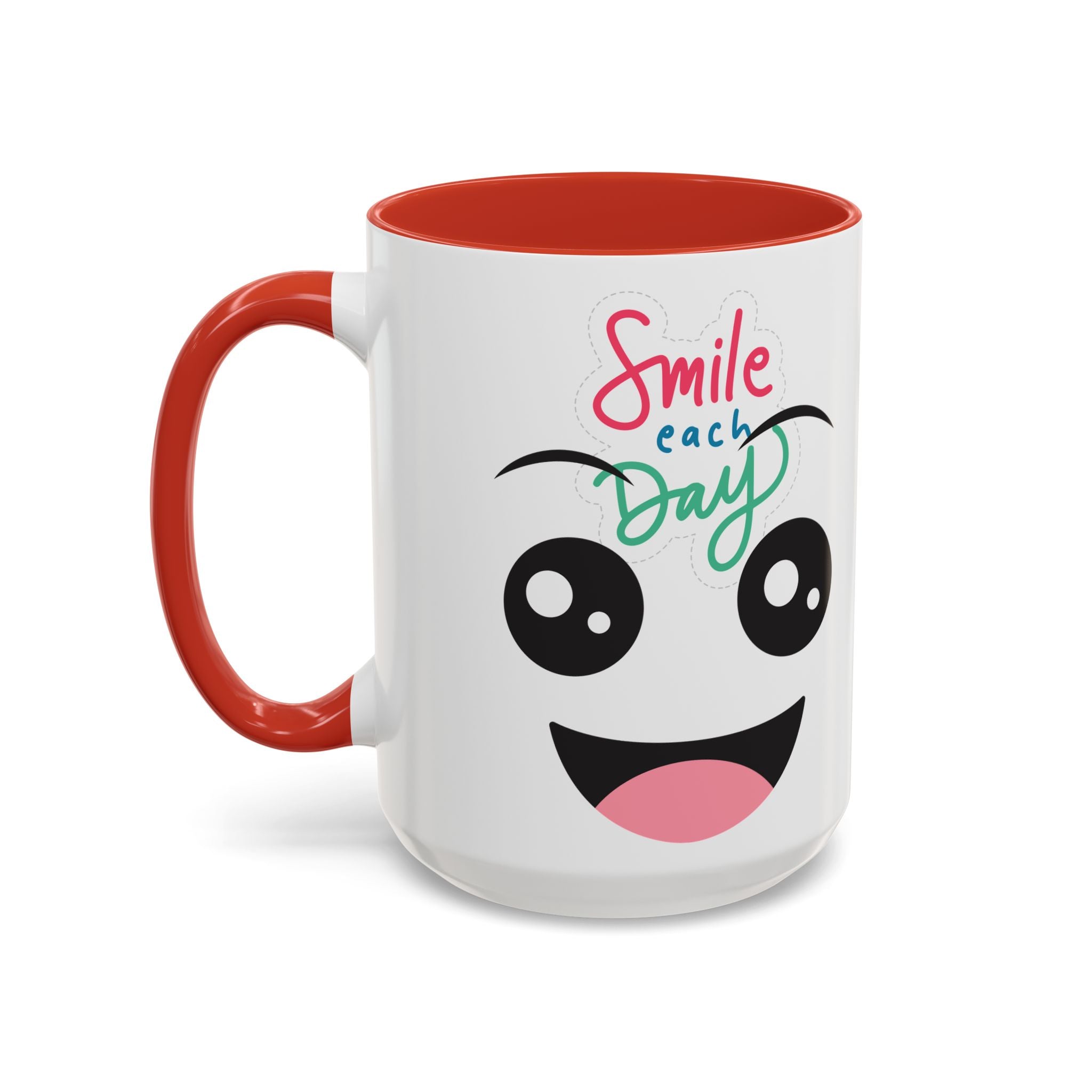 Smile Each Day Coffee Mug — Cute Cartoon Face Accent Mug (11/15oz)