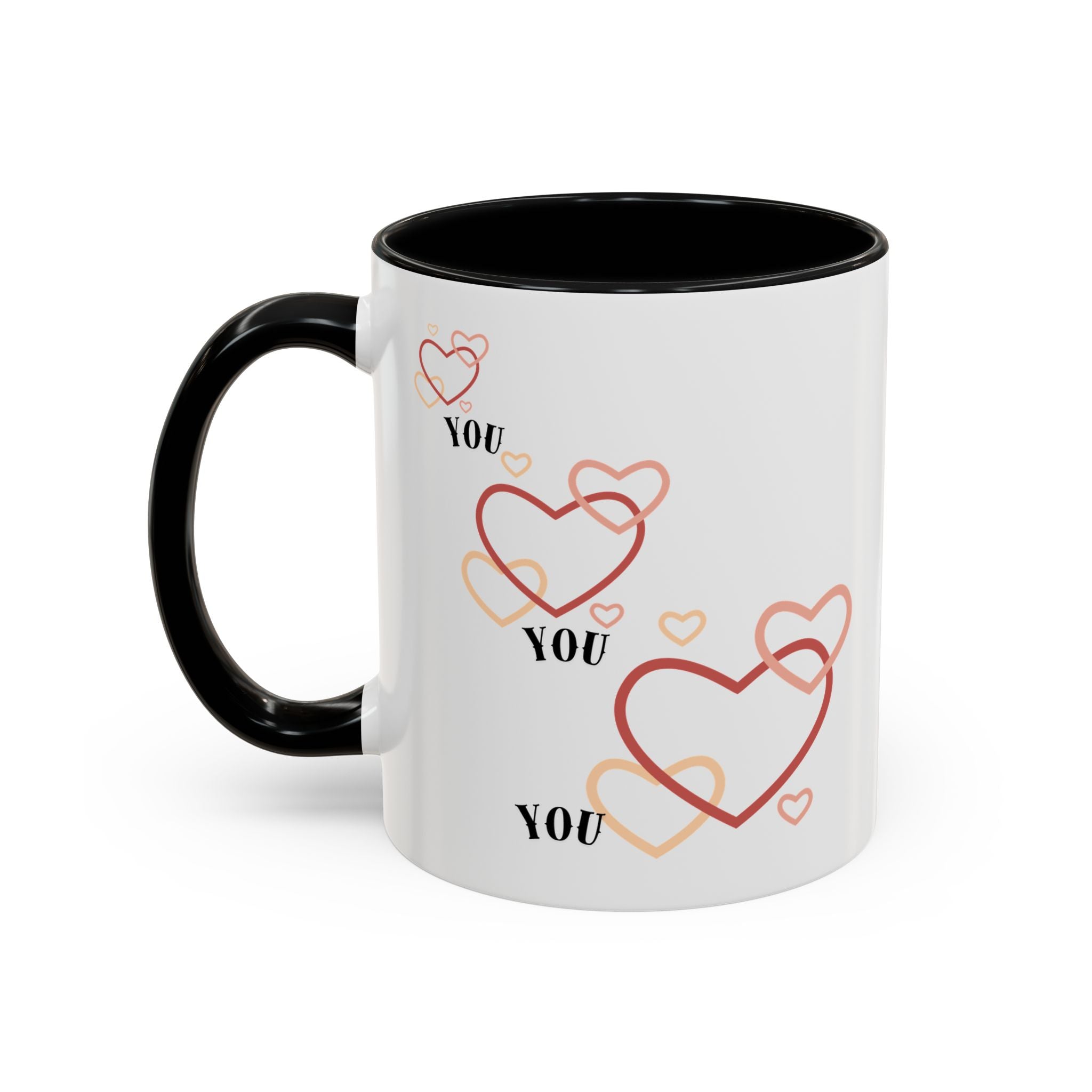 Love You Accent Coffee Mug, Valentine's Day Gift, Heart Mug, Cute Coffee Cup, Romantic Beverage Container