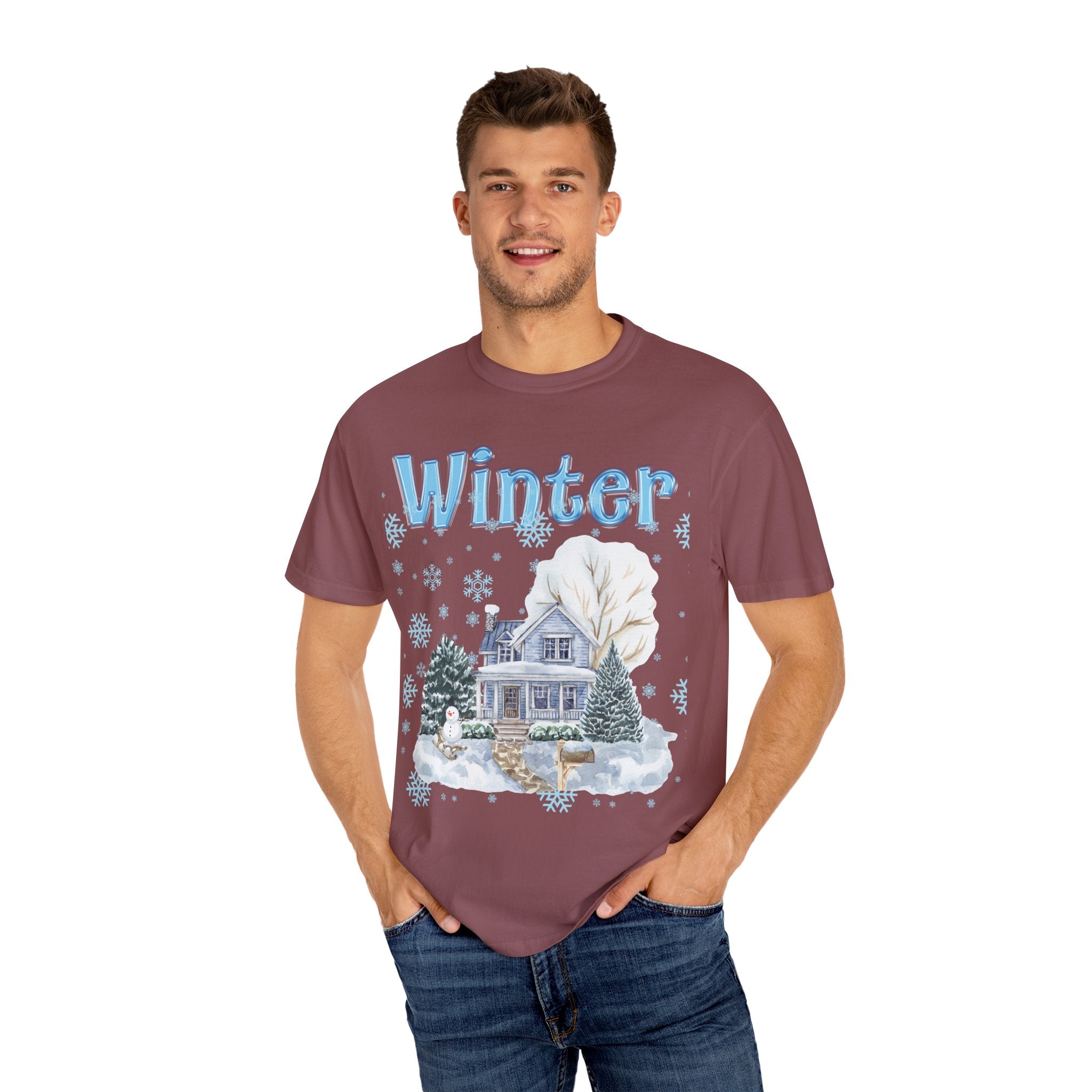 Winter-Themed Unisex Garment-Dyed T-shirt