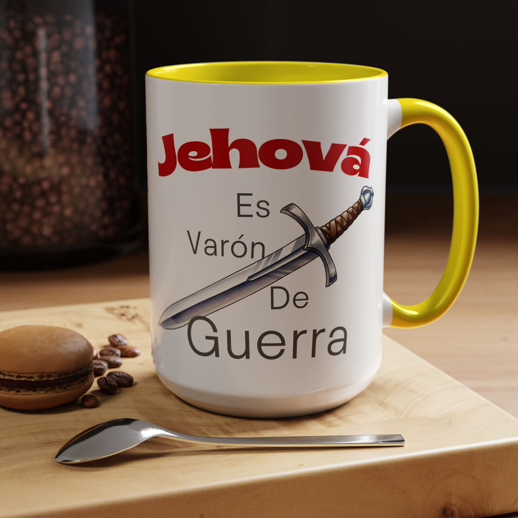 Jehovah Es Varón de Guerra Coffee Mug — Spanish Faith Sword Accent Mug (11/15oz)