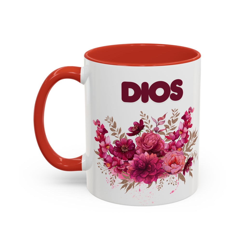 Dios Floral Accent Coffee Mug — 11/15oz Inspirational Christian Tea Cup