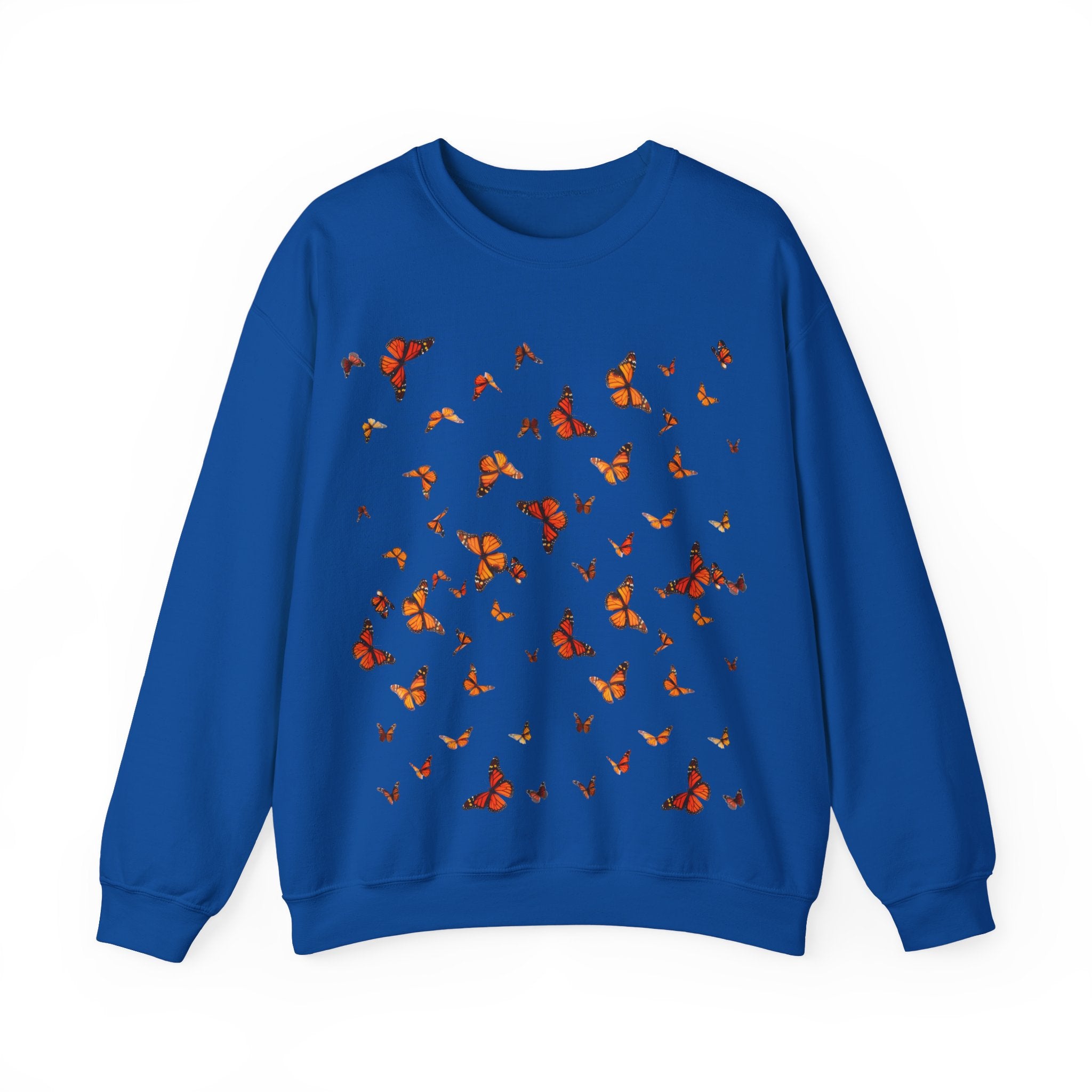 Butterfly Flock Crewneck Sweatshirt — Orange Monarchs Graphic