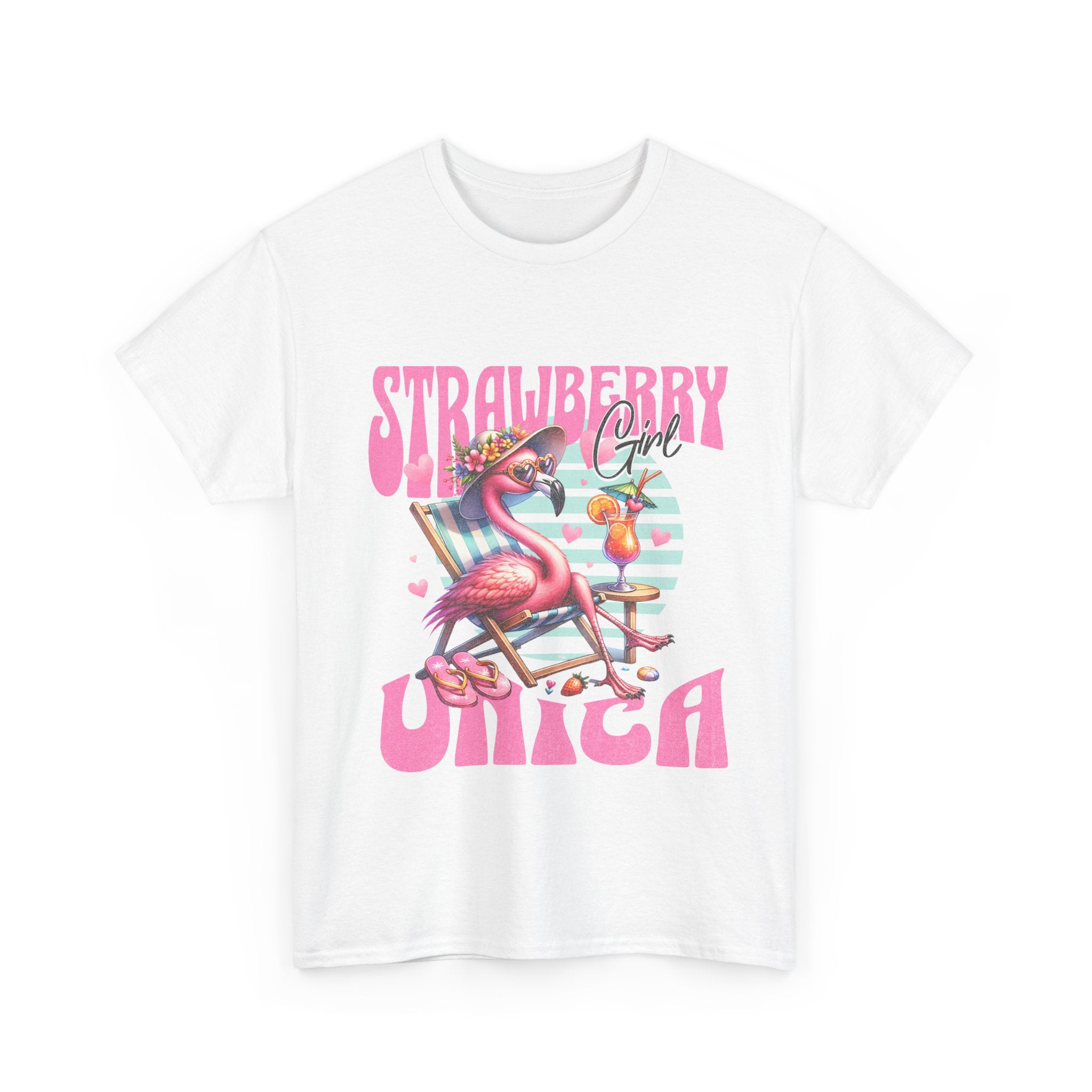 Strawberry Girl Unisex Heavy Cotton Tee - Summer Vibes T-Shirt
