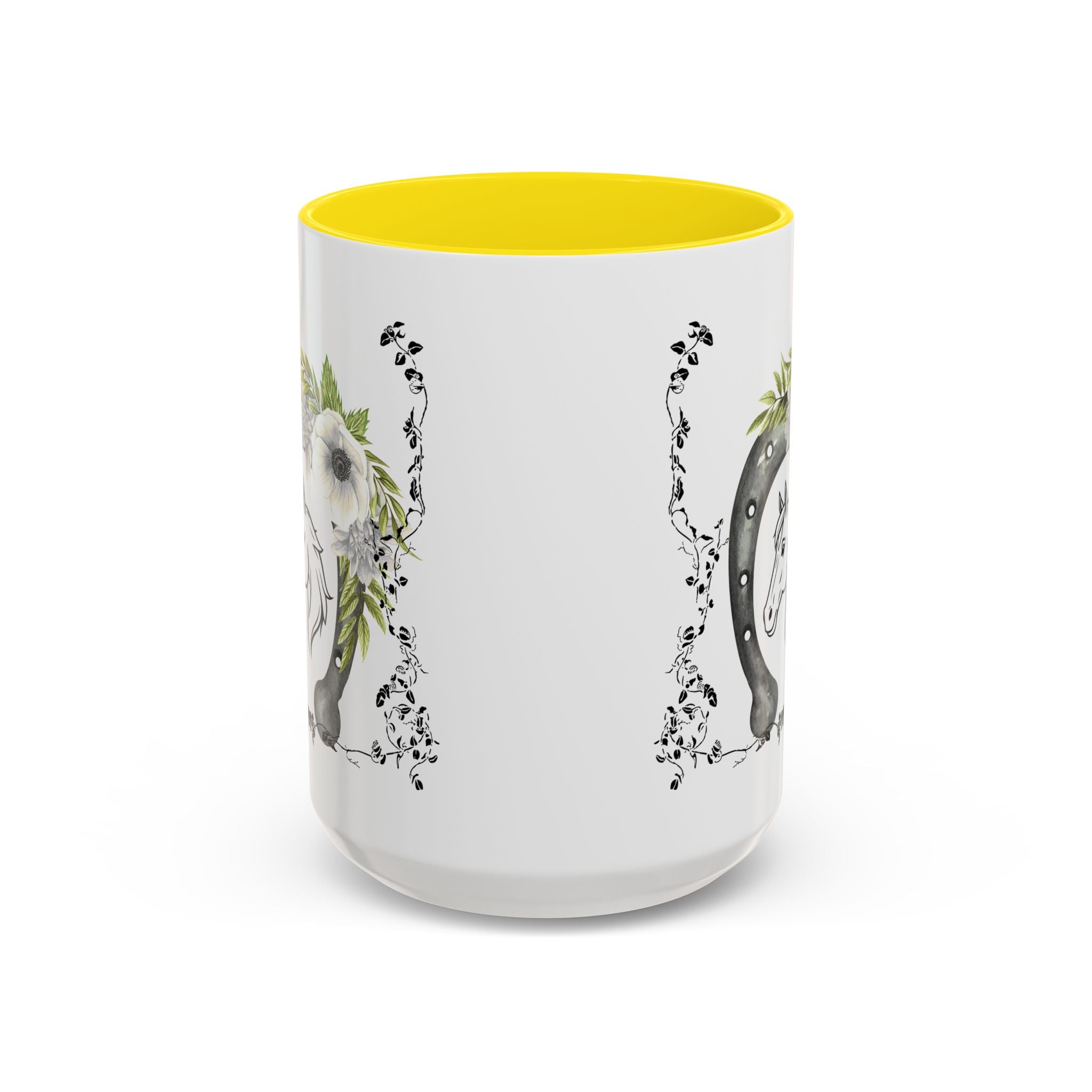 Personalized Floral Horseshoe Mug - Unique Gift for Horse Lovers, Cowgirl Theme, Farmhouse Decor, Wedding Favors, Custom Name Mug