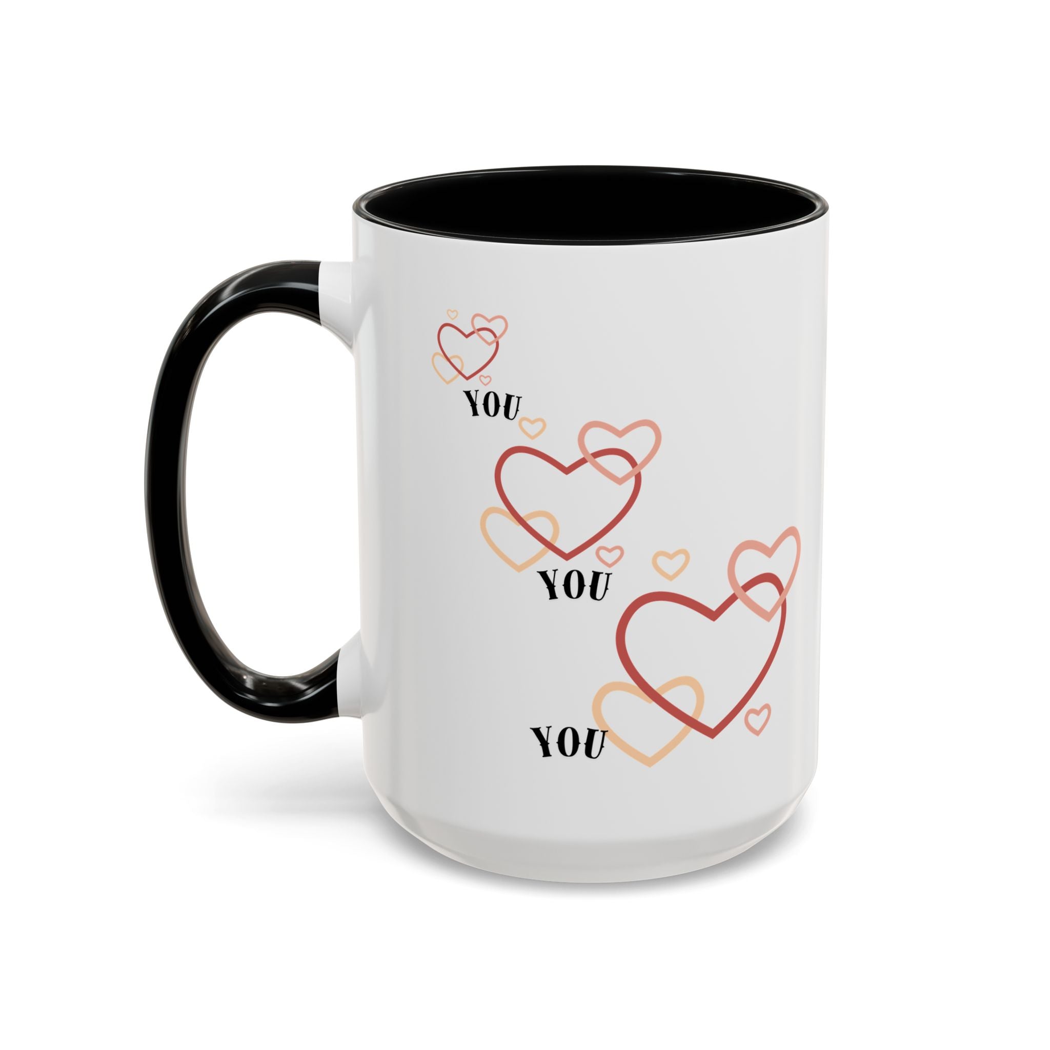 Love You Accent Coffee Mug, Valentine's Day Gift, Heart Mug, Cute Coffee Cup, Romantic Beverage Container