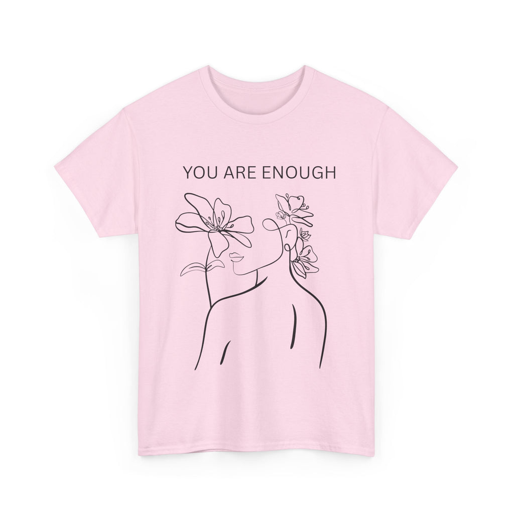 Inspirational Floral Tee, Unisex Heavy Cotton T-Shirt with 'You Are Enough' Design, Motivational Gift, Self-Love Apparel, Positive [...]