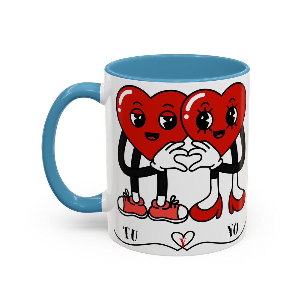 Valentine Heart Couple Coffee Mug – "Tu y Yo" Cute Romantic Accent Mug