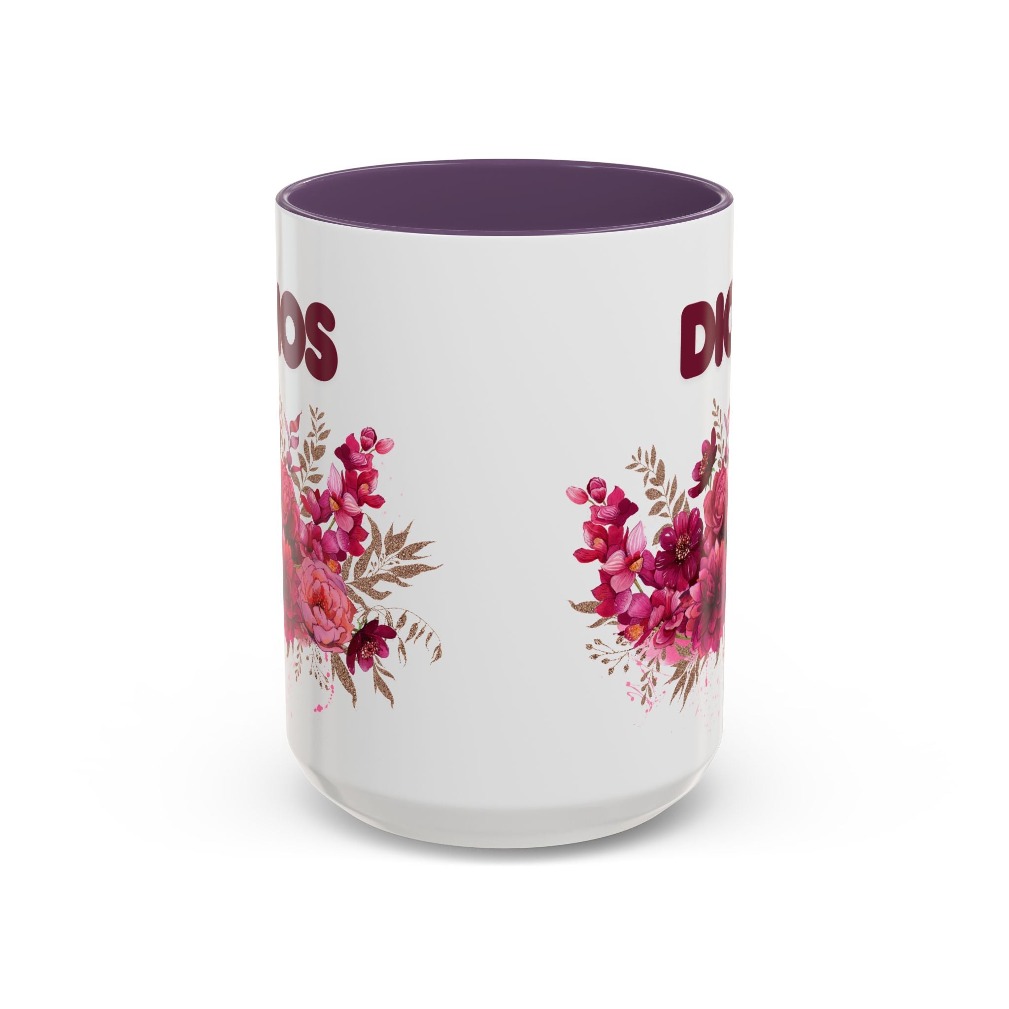 Dios Floral Accent Coffee Mug — 11/15oz Inspirational Christian Tea Cup