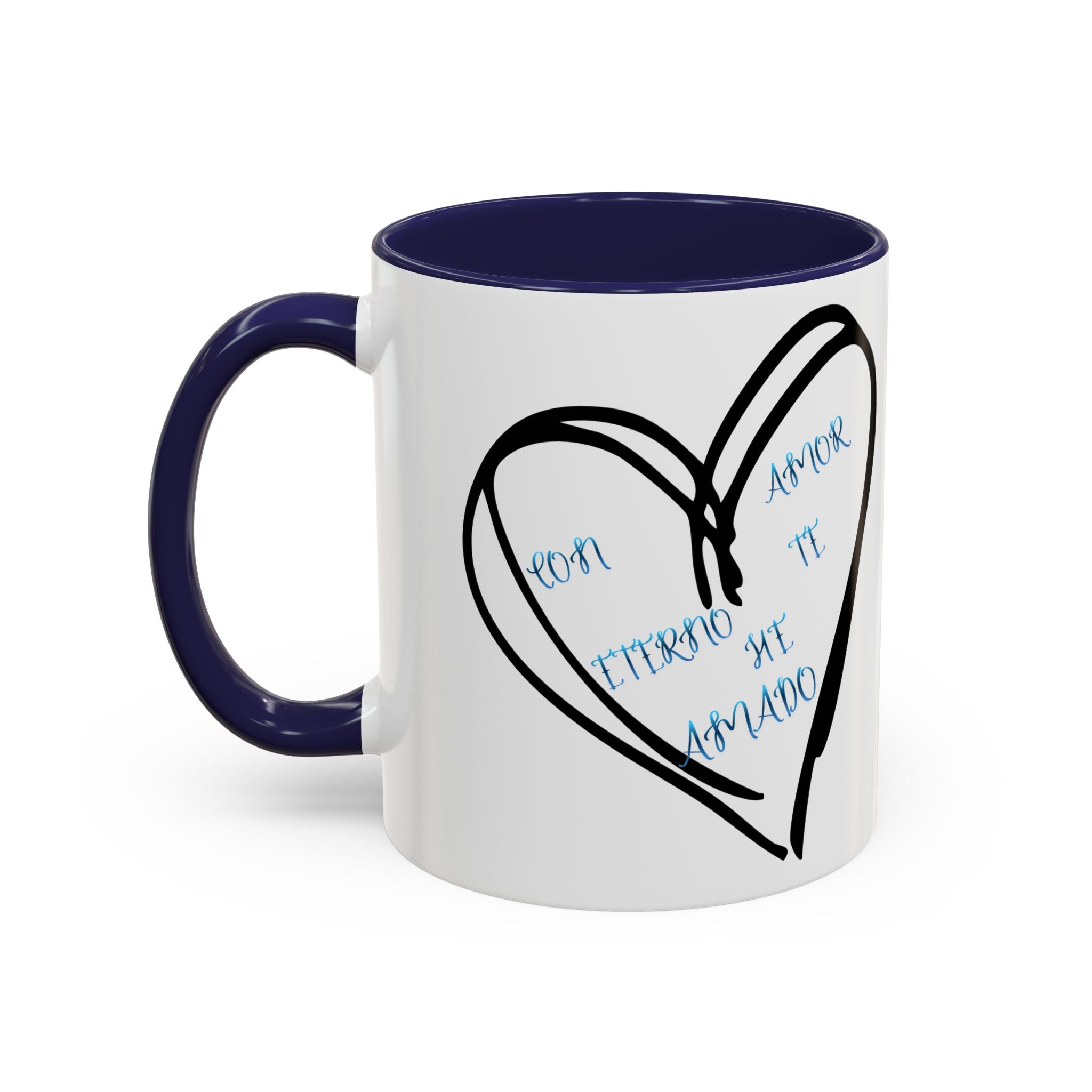 Coffee Mug - Hand-Drawn Heart with Spanish 'Por Amor Te He Amado' Accent