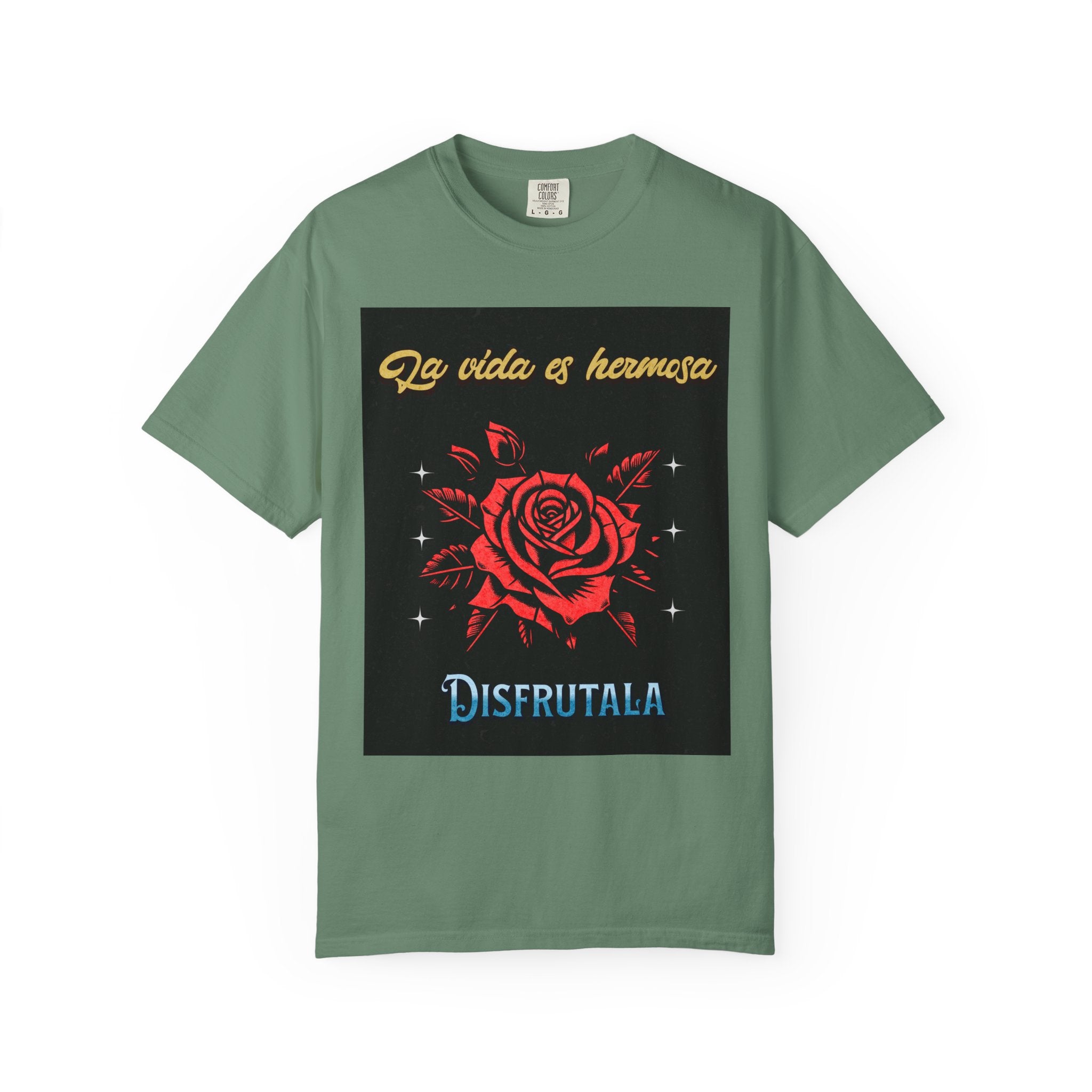 Vibrant Graphic Tee - 'La Vida es Hermosa' Rose Design, Unisex Cotton T-shirt, Gift for Friends, Positive Vibes, Casual Wear, Summer Style