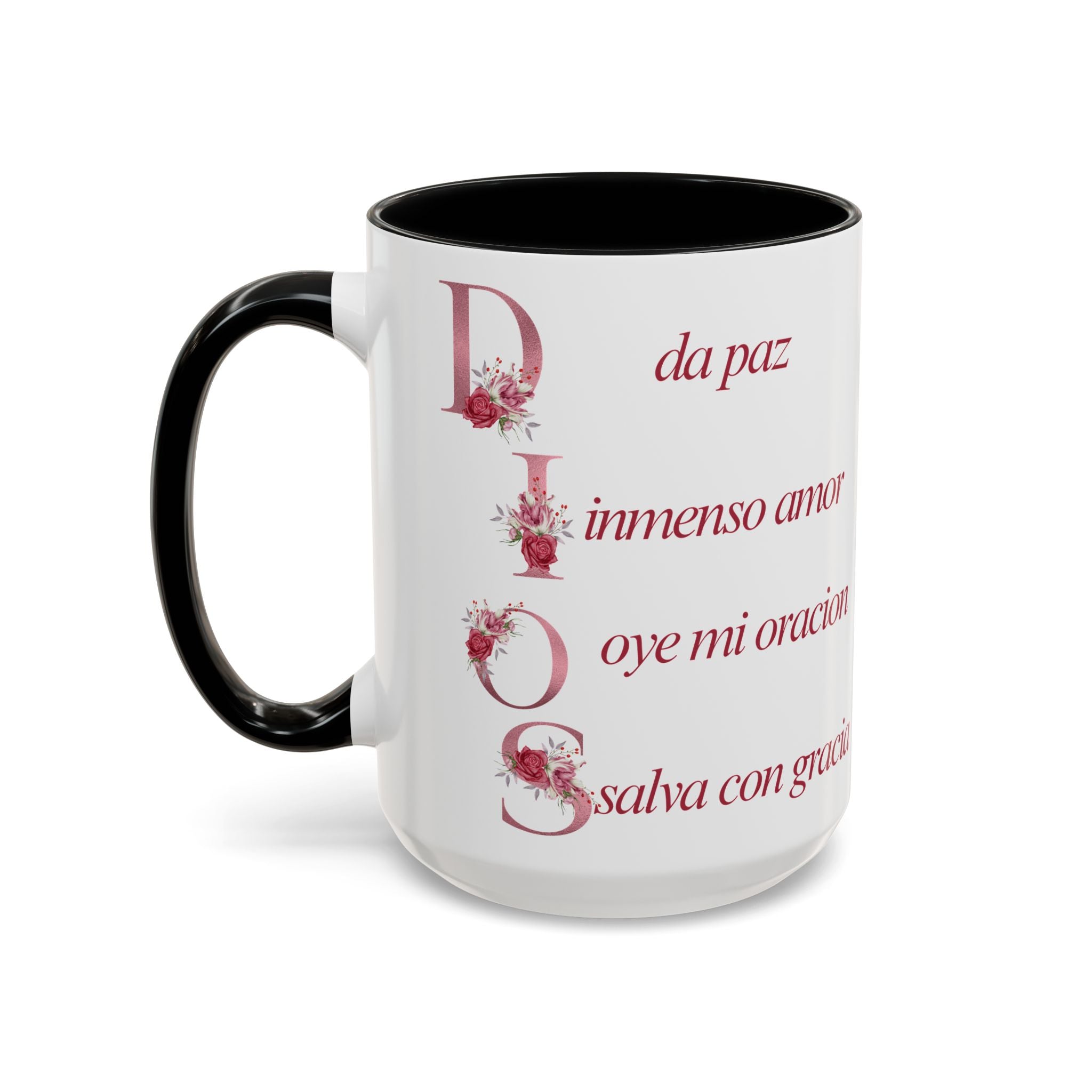 Inspirational Accent Coffee Mug with Floral Design - 11/15oz