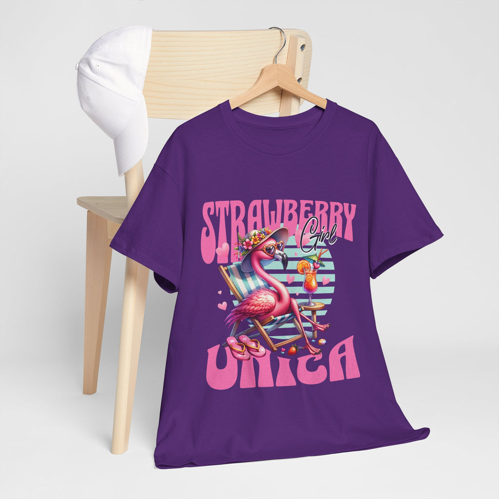 Strawberry Girl Unisex Heavy Cotton Tee - Summer Vibes T-Shirt