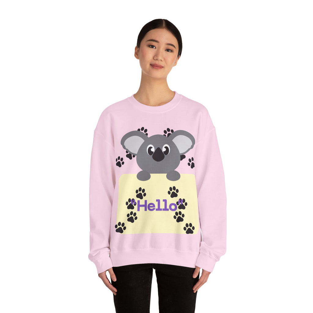 Cute Koala Hello Sweatshirt, Unisex Cozy Crewneck, Pet Lover Gift, Animal Lover Apparel, Fun Casual Wear, Cute Graphic Sweater