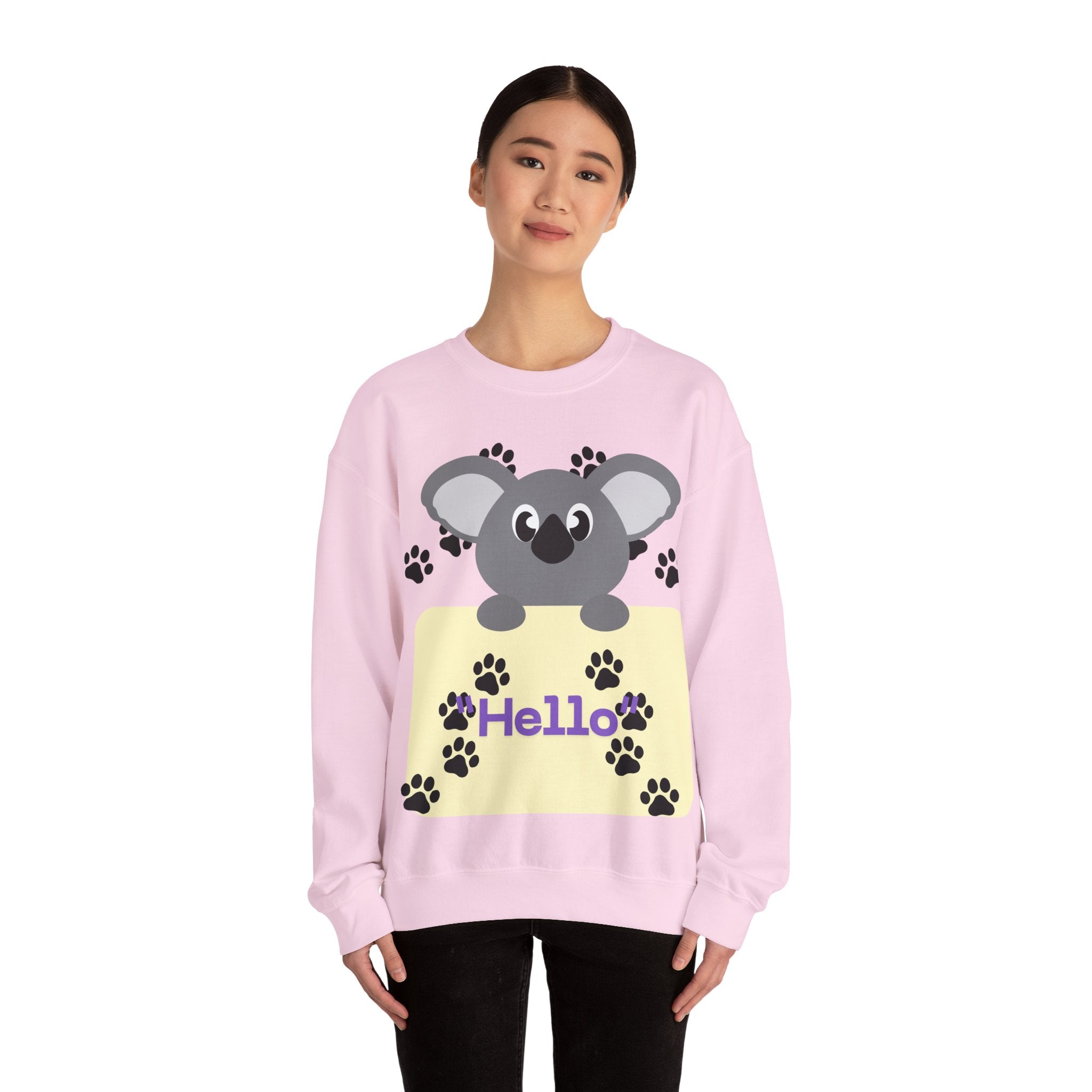 Cute Koala Hello Sweatshirt, Unisex Cozy Crewneck, Pet Lover Gift, Animal Lover Apparel, Fun Casual Wear, Cute Graphic Sweater