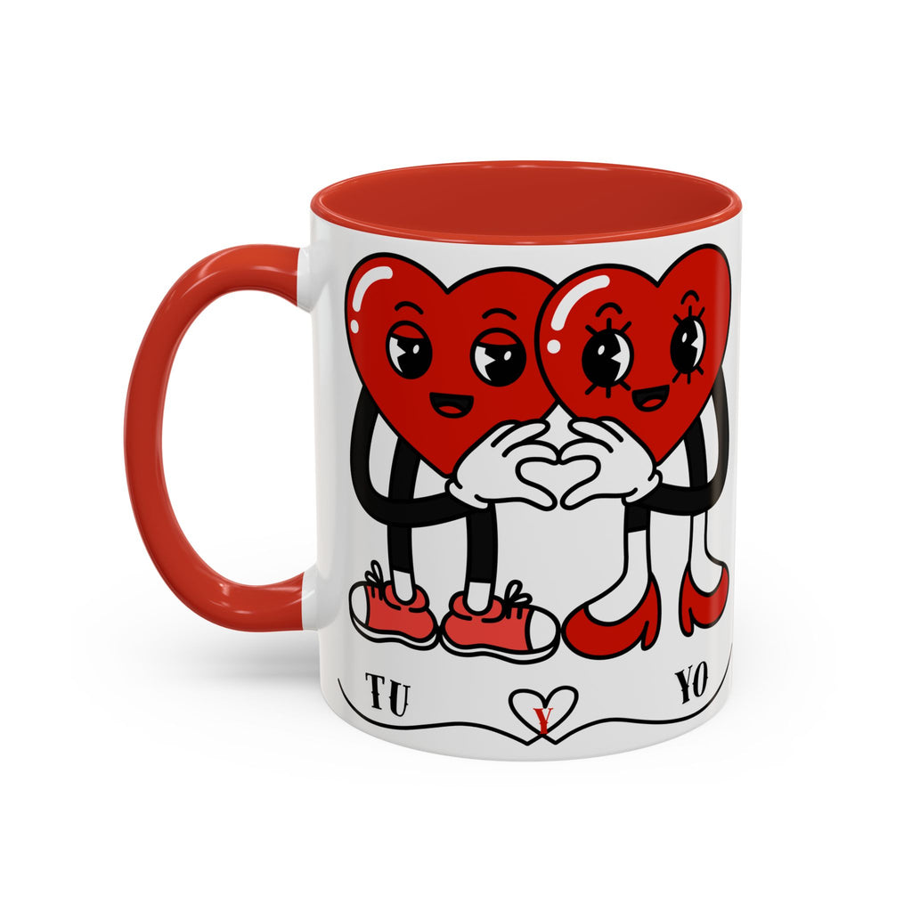 Valentine Heart Couple Coffee Mug – "Tu y Yo" Cute Romantic Accent Mug