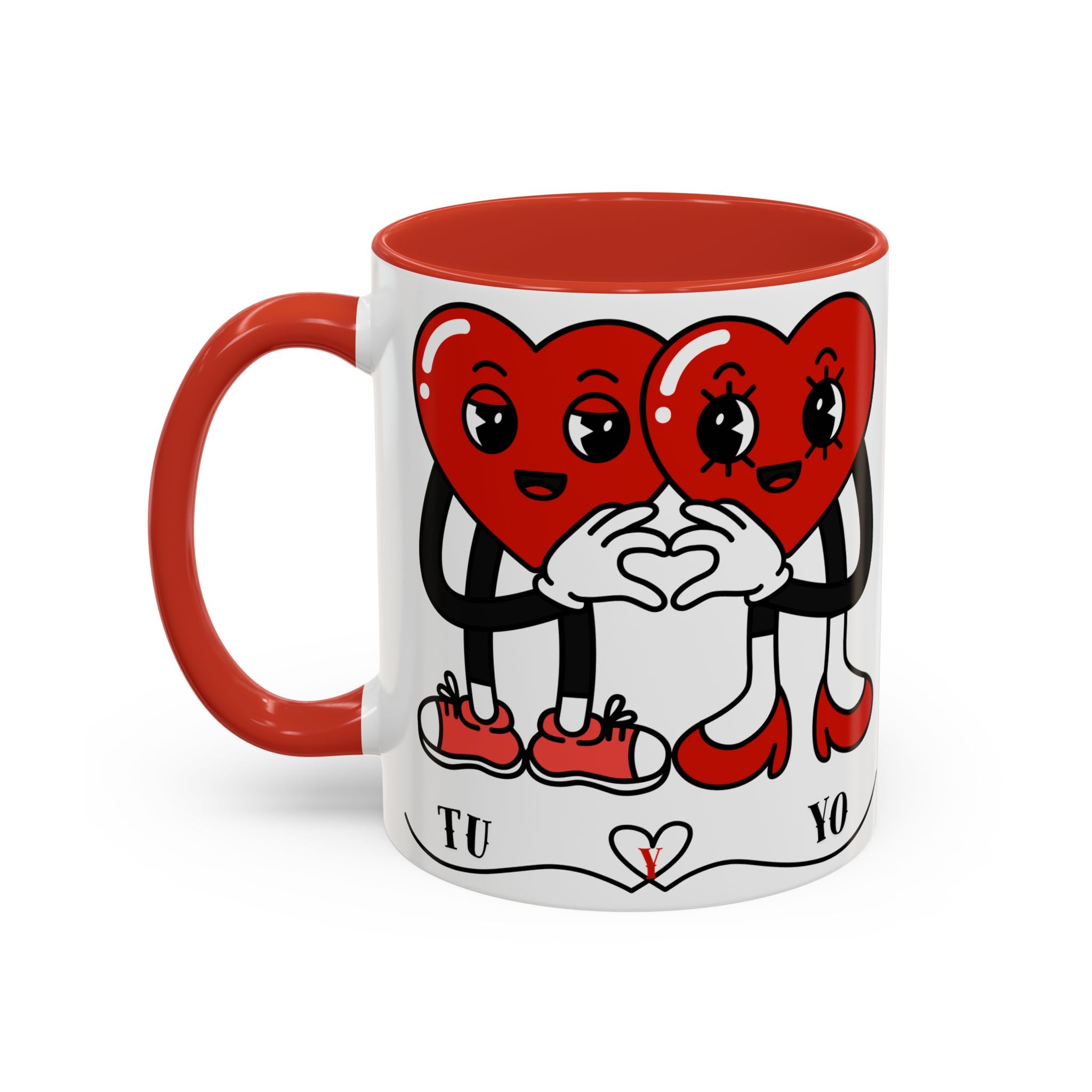 Valentine Heart Couple Coffee Mug – "Tu y Yo" Cute Romantic Accent Mug
