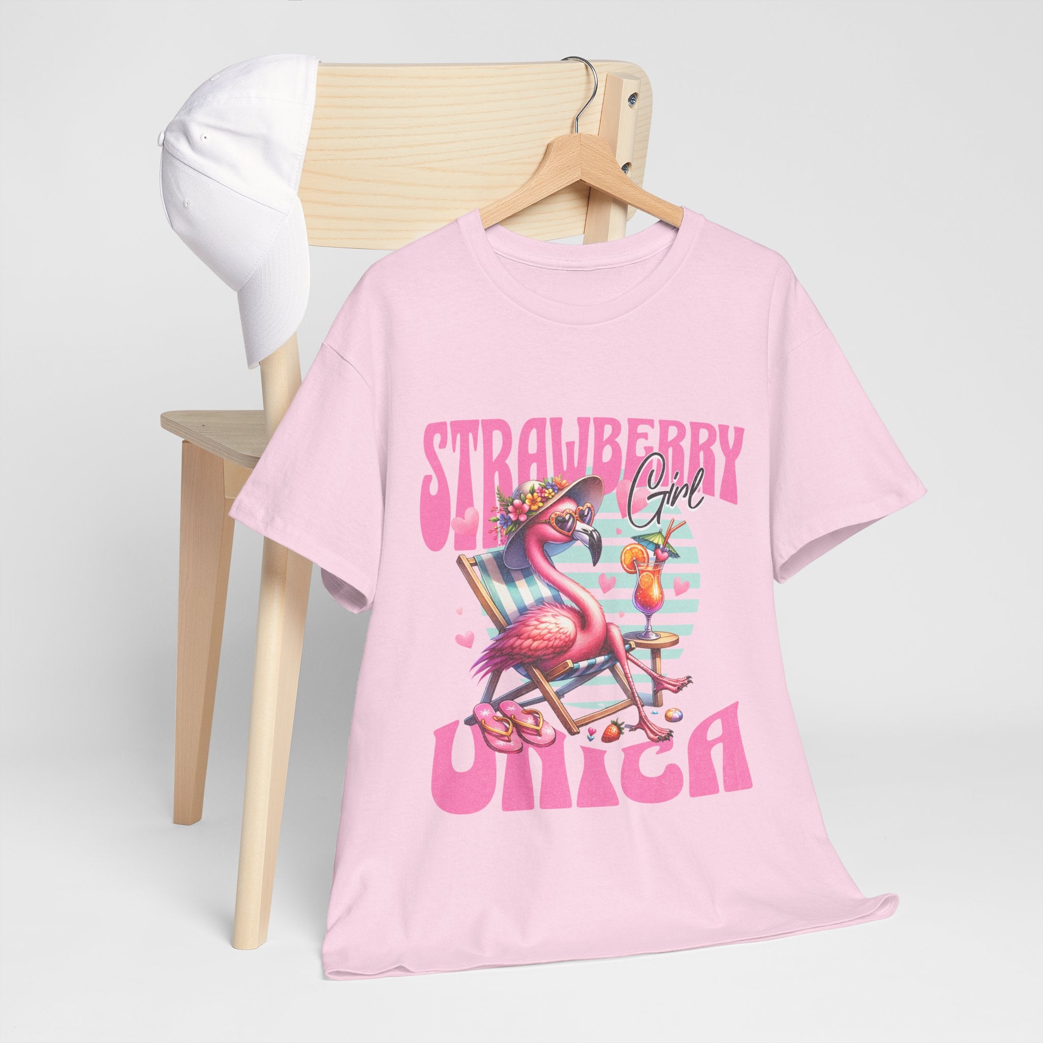 Strawberry Girl Unisex Heavy Cotton Tee - Summer Vibes T-Shirt