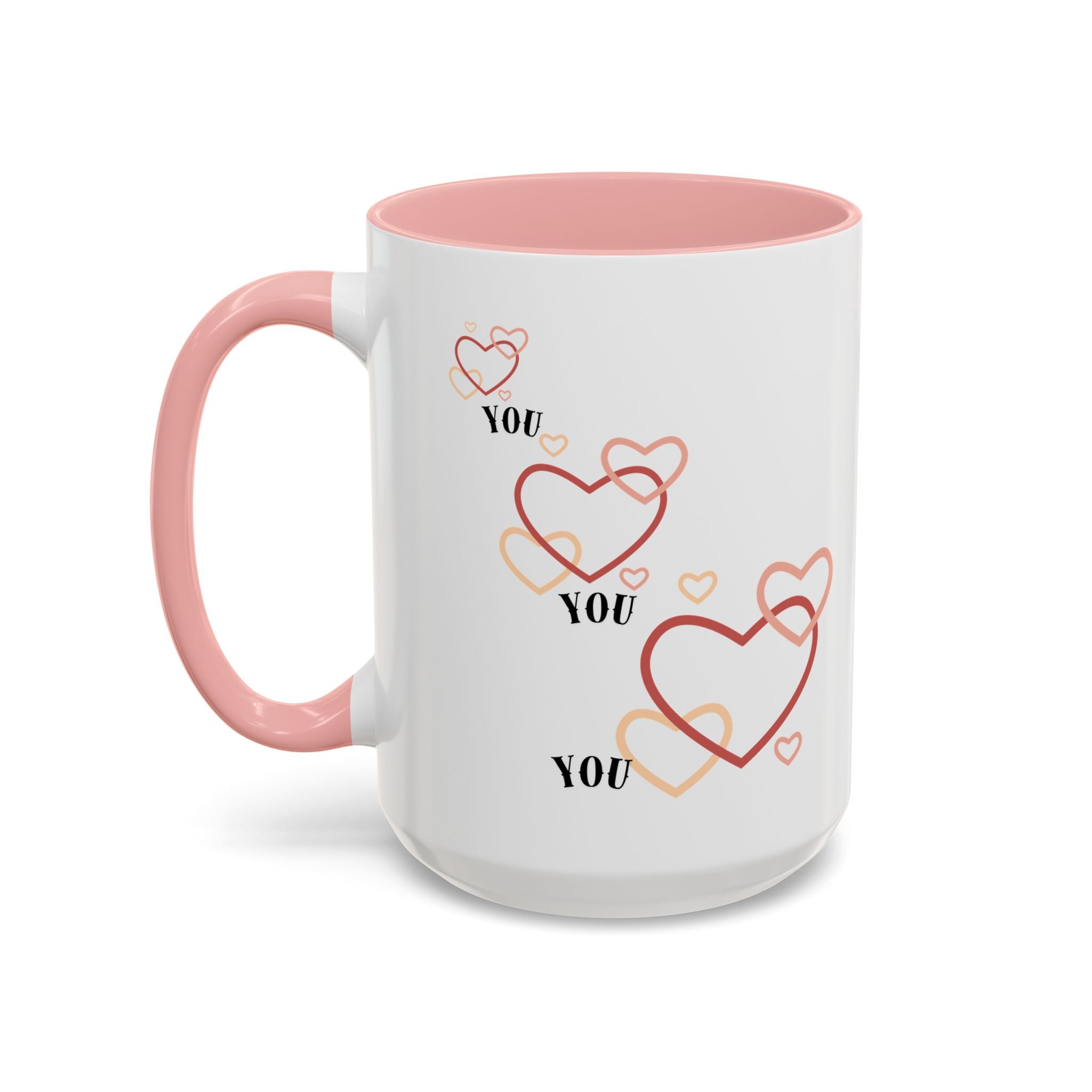 Love You Accent Coffee Mug, Valentine's Day Gift, Heart Mug, Cute Coffee Cup, Romantic Beverage Container