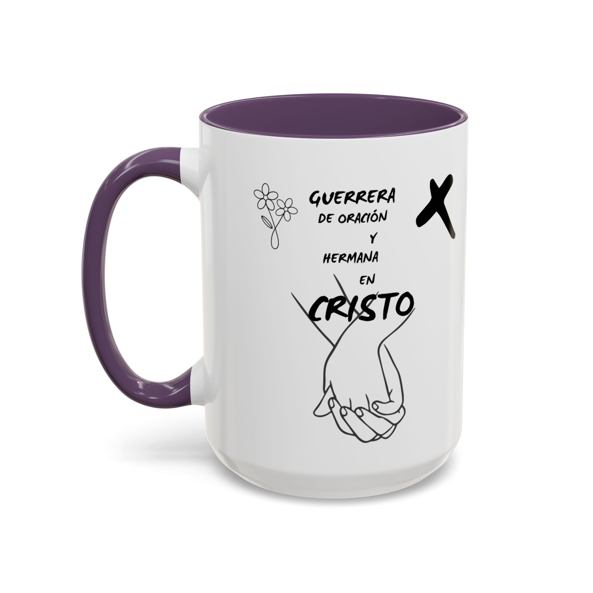 Christian Prayer Warrior Mug — "Guerrera de Oración y Hermana en Cristo" Accent Coffee Cup (11/15oz)