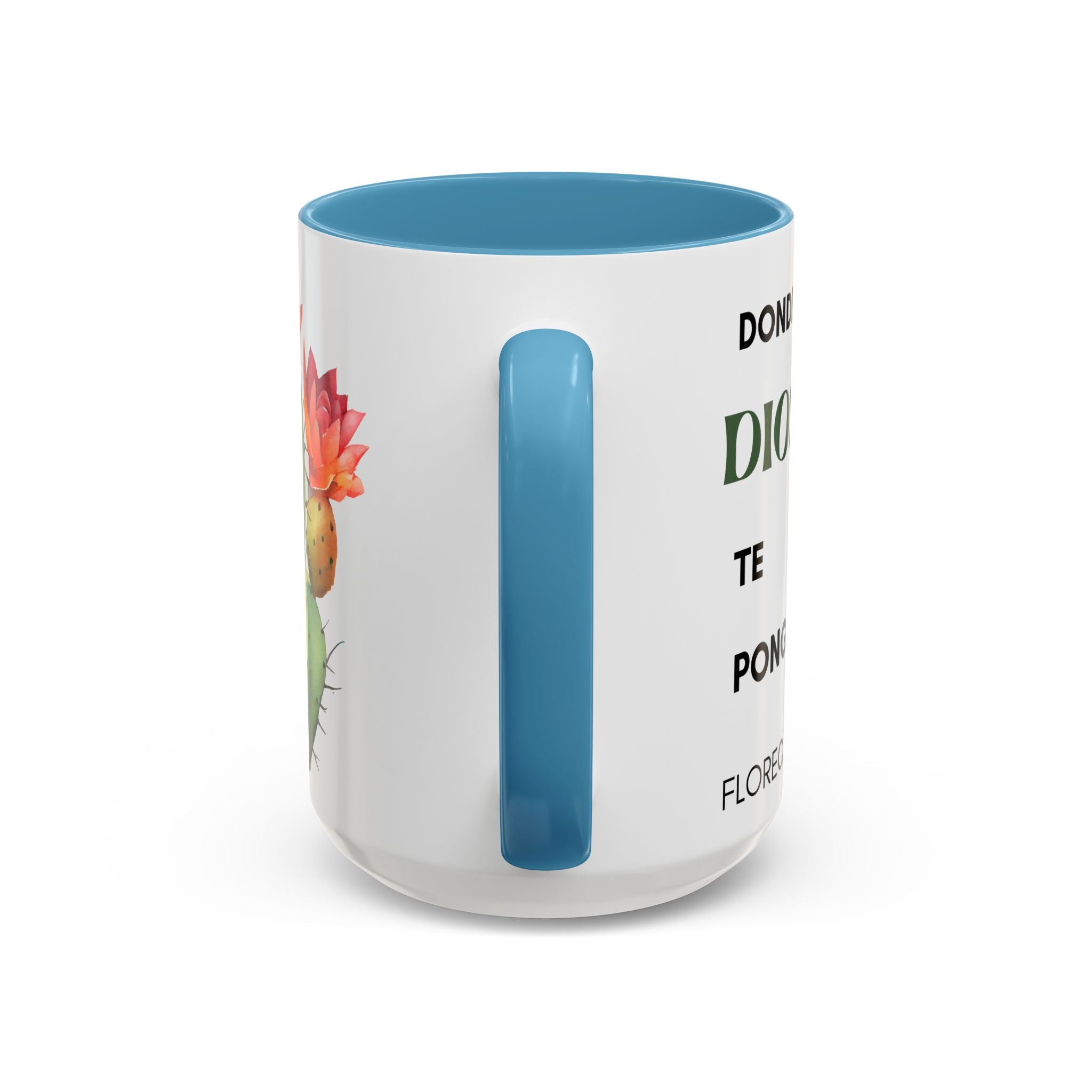 Cactus Floral Accent Coffee Mug – ‘Donde Dios Te Ponga Florecerás’ Spanish Inspirational Mug