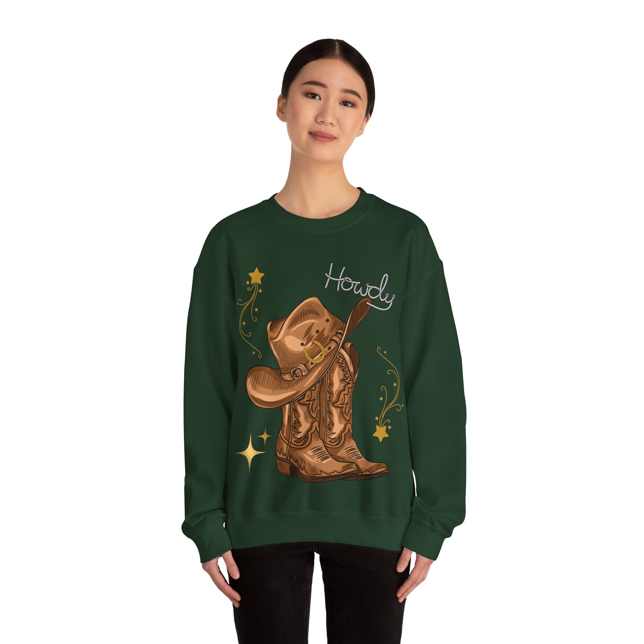 Howdy Cowboy Crewneck Sweatshirt | Unisex Sweatshirt, Western Apparel, Fall Fashion, Gift for Him/Her, Casual Wear