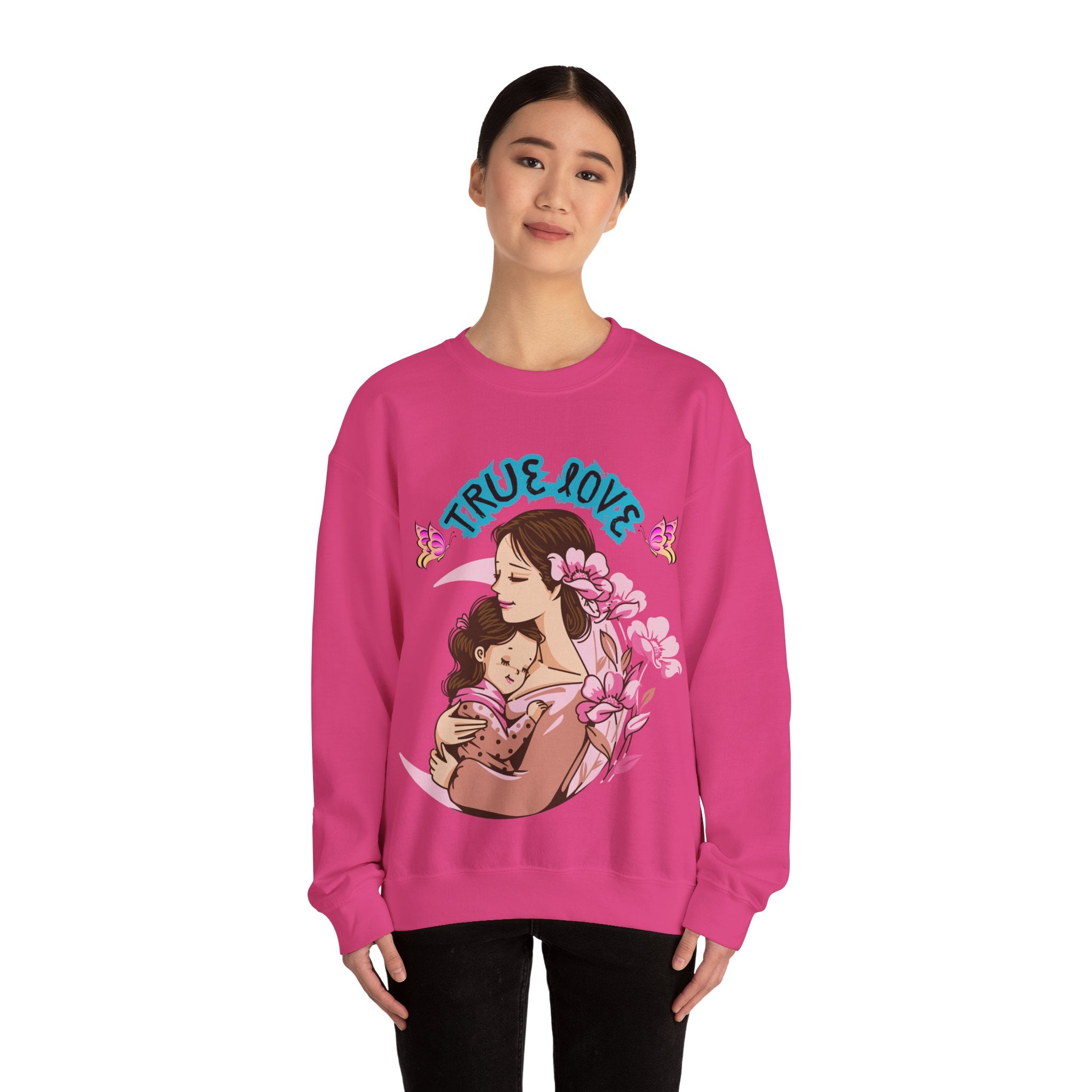 True Love Crewneck Sweatshirt | Family Gift, Mother's Day Apparel, Cozy Sweatshirt, Comfort Wear, Floral Design