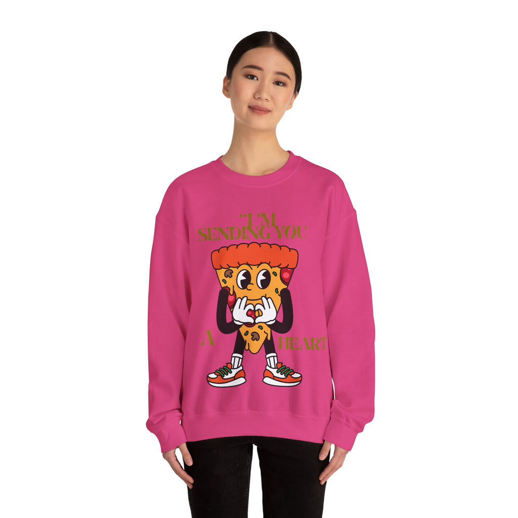 Pizza Love Crewneck Sweatshirt - Cute Gift for Foodies, Valentine's Day Apparel, Casual Comfort, Unisex Sweatshirt, Fun Pizza Design