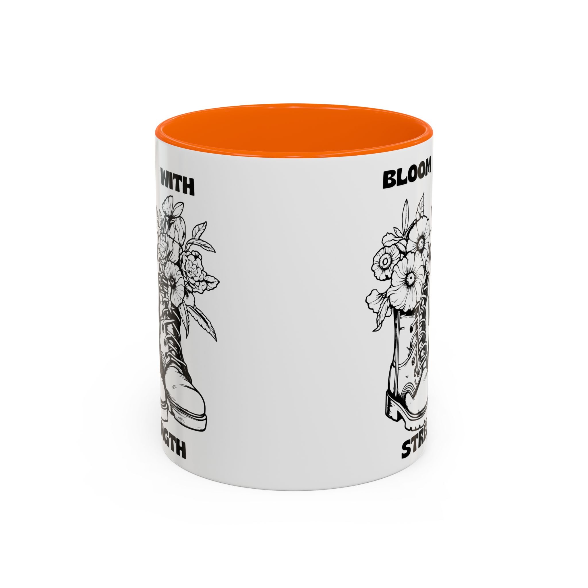 Bloom With Strength Coffee Mug — Floral Boots Inspirational Accent Mug (11/15oz)