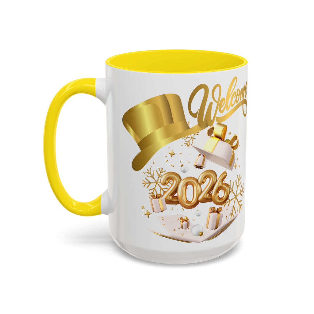 2026 New Year Coffee Mug — "Welcome 2026" Gold Celebration Accent Mug