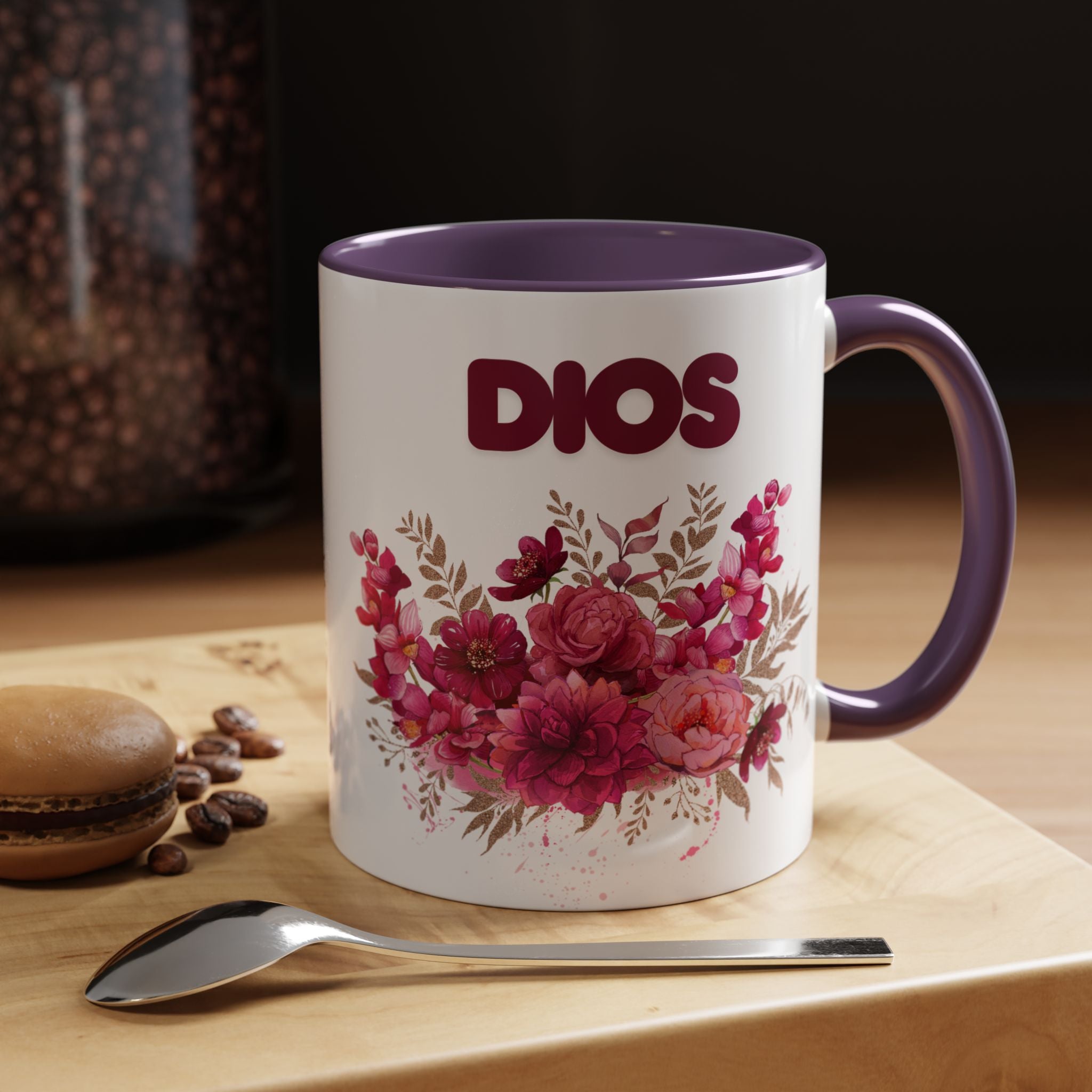 Dios Floral Accent Coffee Mug — 11/15oz Inspirational Christian Tea Cup