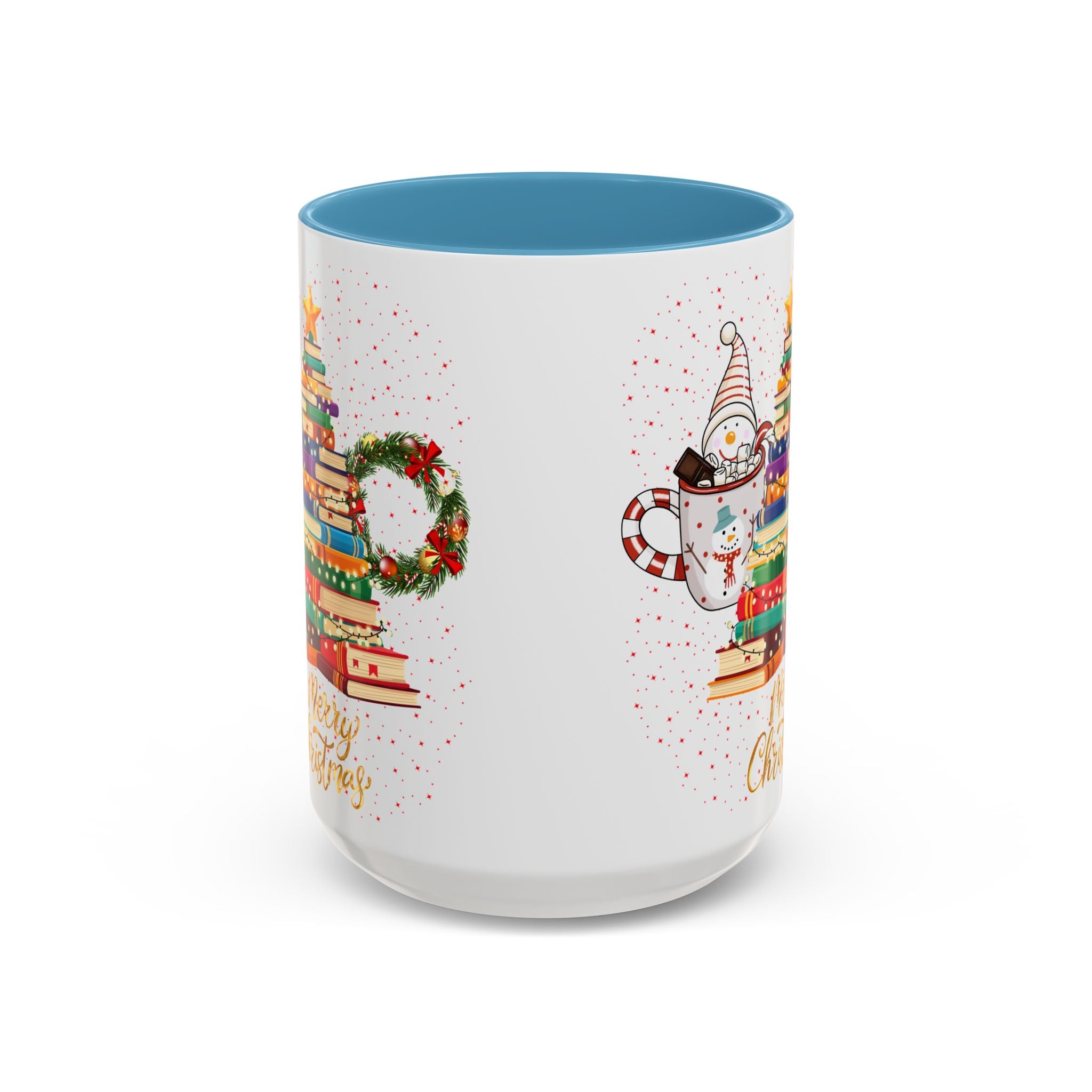 Christmas Book Tree Coffee Mug — Merry Christmas Accent Mug (11/15oz)