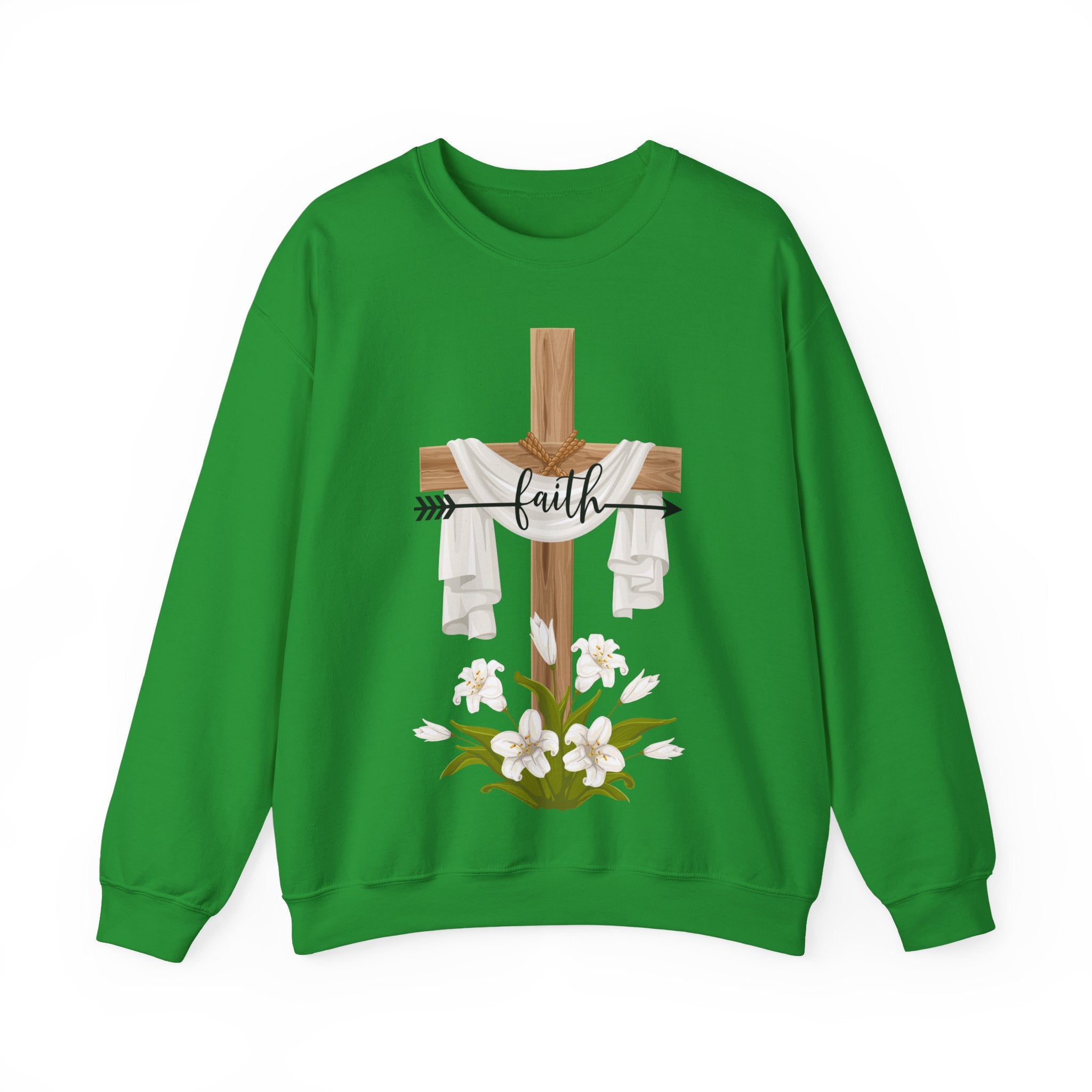Faith Cross Crewneck Sweatshirt — Easter Lily Christian Pullover