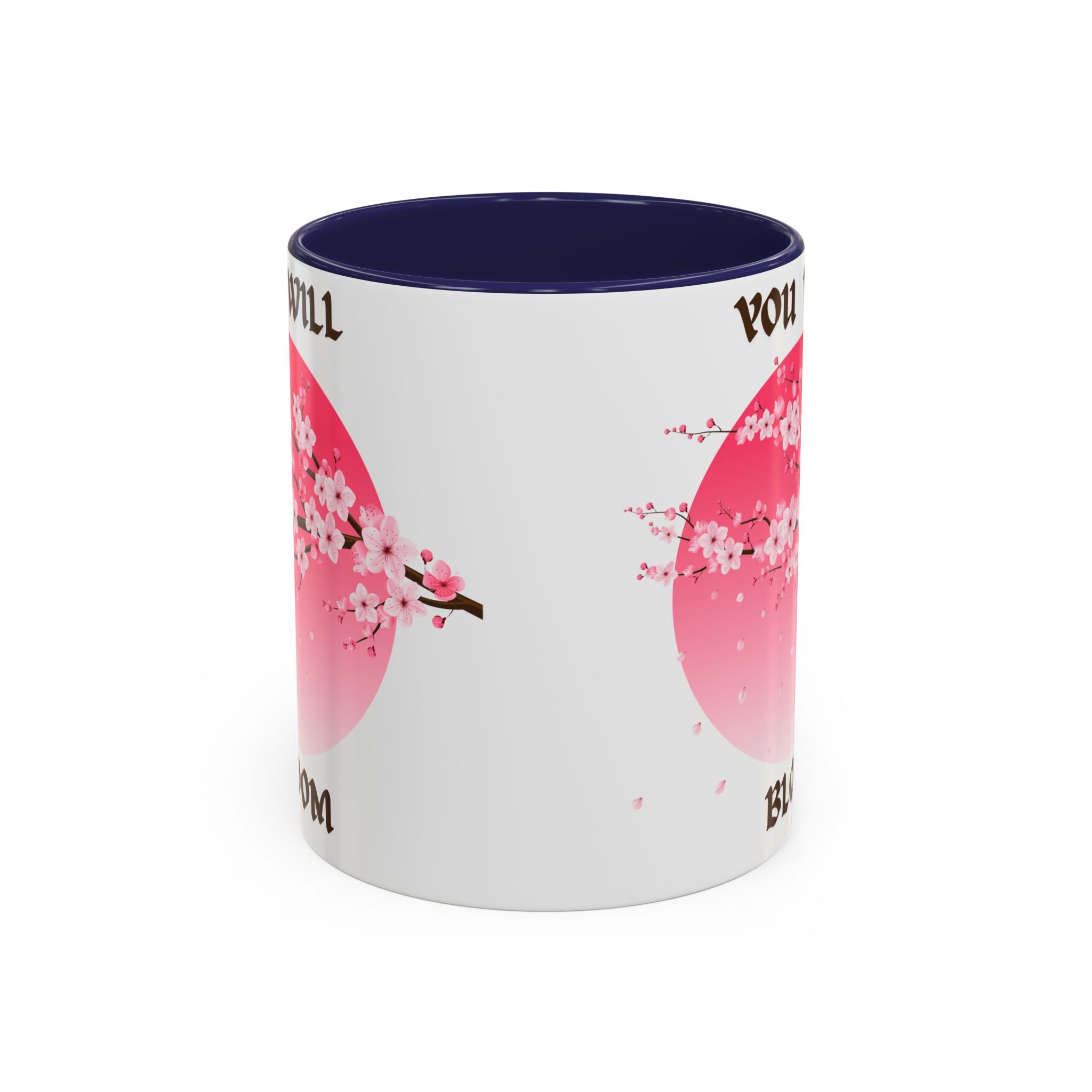 You Will Bloom Accent Coffee Mug — Cherry Blossom Inspirational 11/15oz