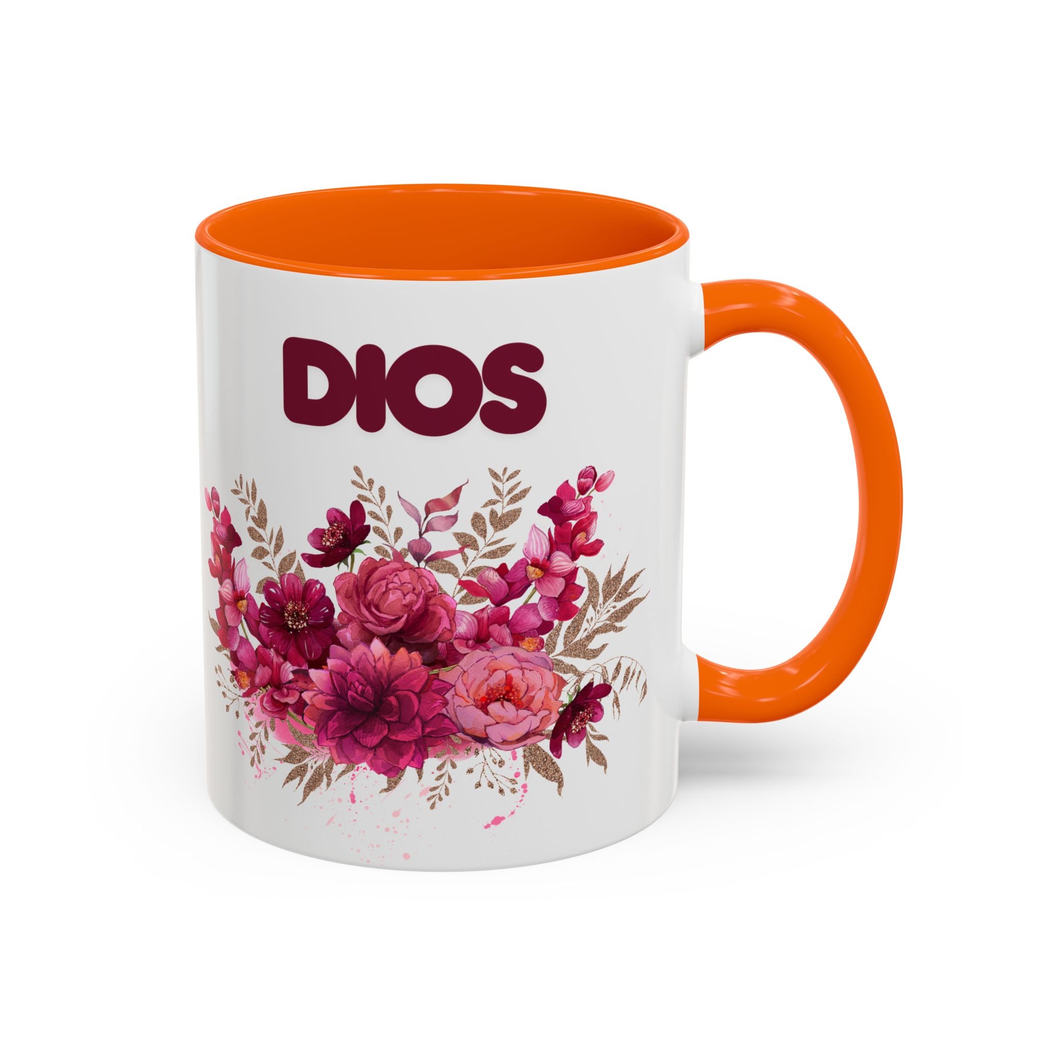 Dios Floral Accent Coffee Mug — 11/15oz Inspirational Christian Tea Cup