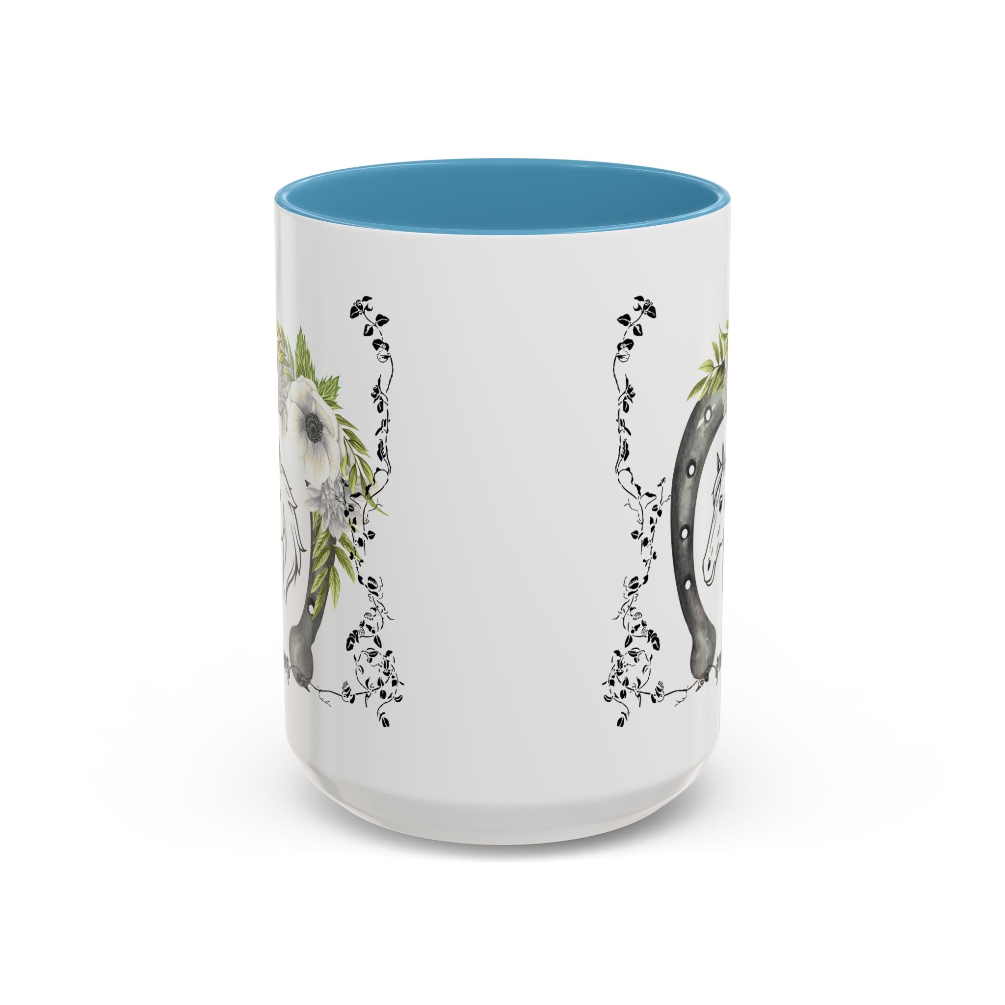 Personalized Floral Horseshoe Mug - Unique Gift for Horse Lovers, Cowgirl Theme, Farmhouse Decor, Wedding Favors, Custom Name Mug