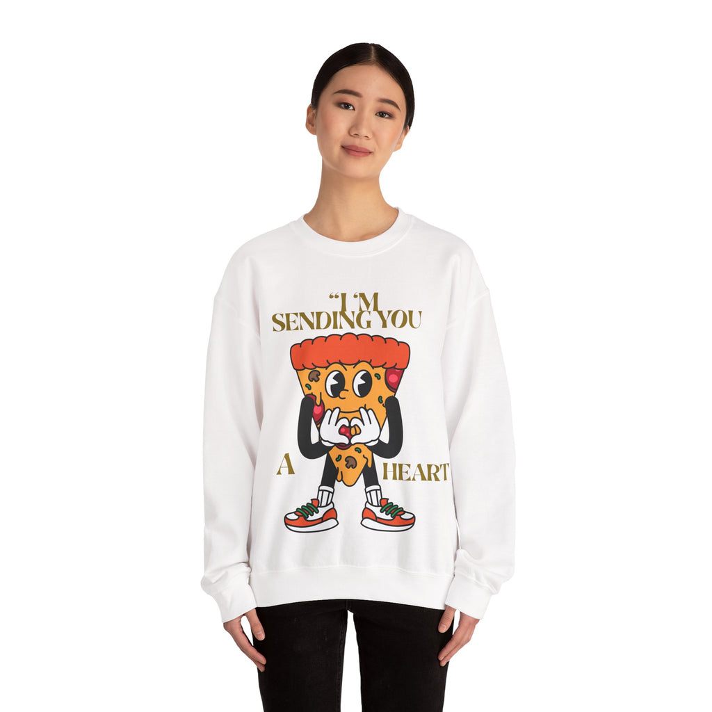 Pizza Love Crewneck Sweatshirt - Cute Gift for Foodies, Valentine's Day Apparel, Casual Comfort, Unisex Sweatshirt, Fun Pizza Design