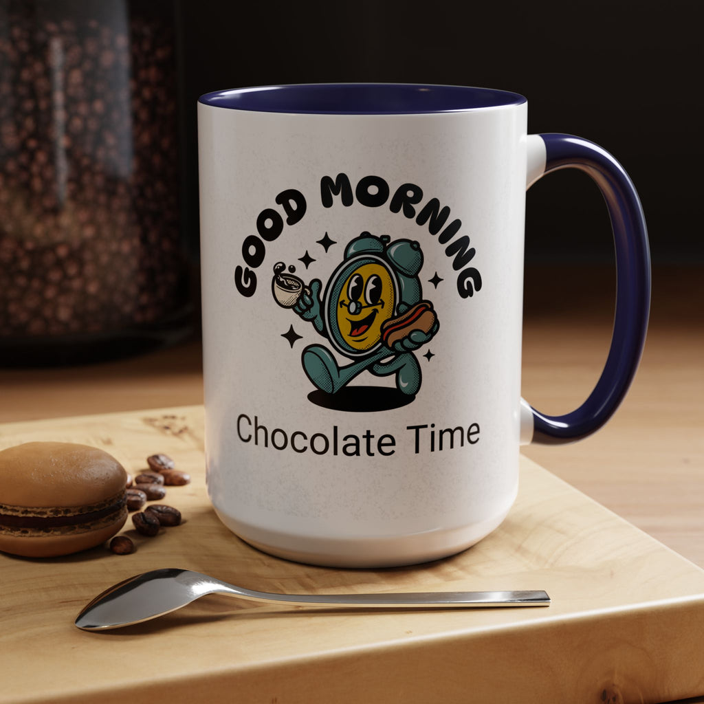 Cheerful Accent Coffee Mug, Good Morning Mug, Hot Beverage Cup, Chocolate Time Gift, Fun Kitchen Decor