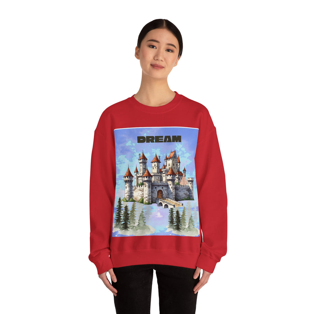 Dreamy Castle Crewneck Sweatshirt, Cozy Graphic Sweatshirt, Unisex Pullover, Pastel Art Apparel, Fantasy Sweatshirt
