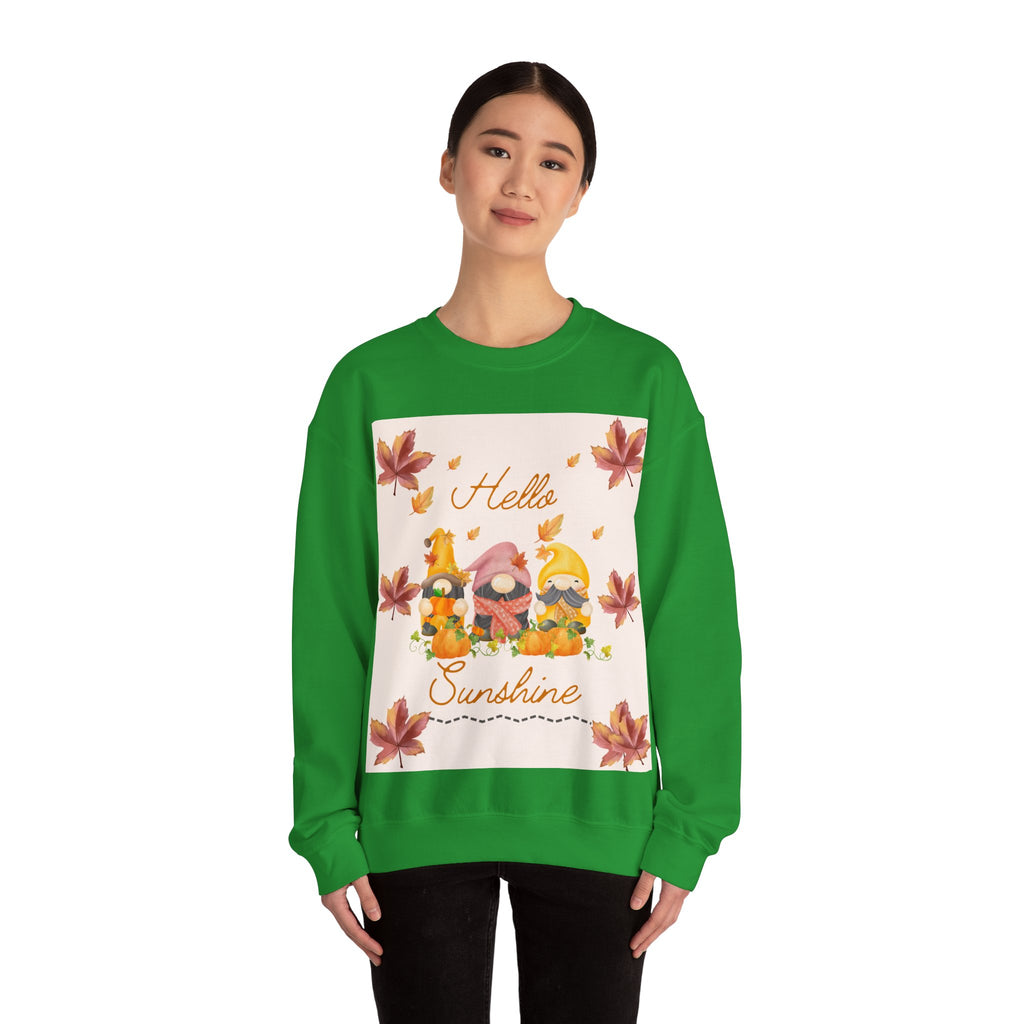 Hello Sunshine Fall Crewneck Sweatshirt, Cozy Autumn Apparel, Unisex Sweatshirt, Perfect for Thanksgiving, Gift for Nature Lovers