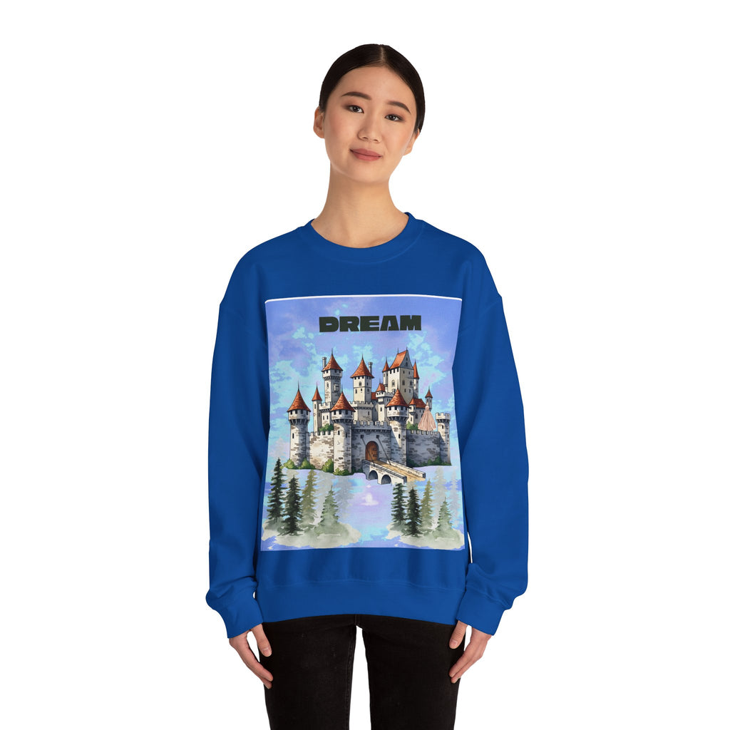 Dreamy Castle Crewneck Sweatshirt, Cozy Graphic Sweatshirt, Unisex Pullover, Pastel Art Apparel, Fantasy Sweatshirt