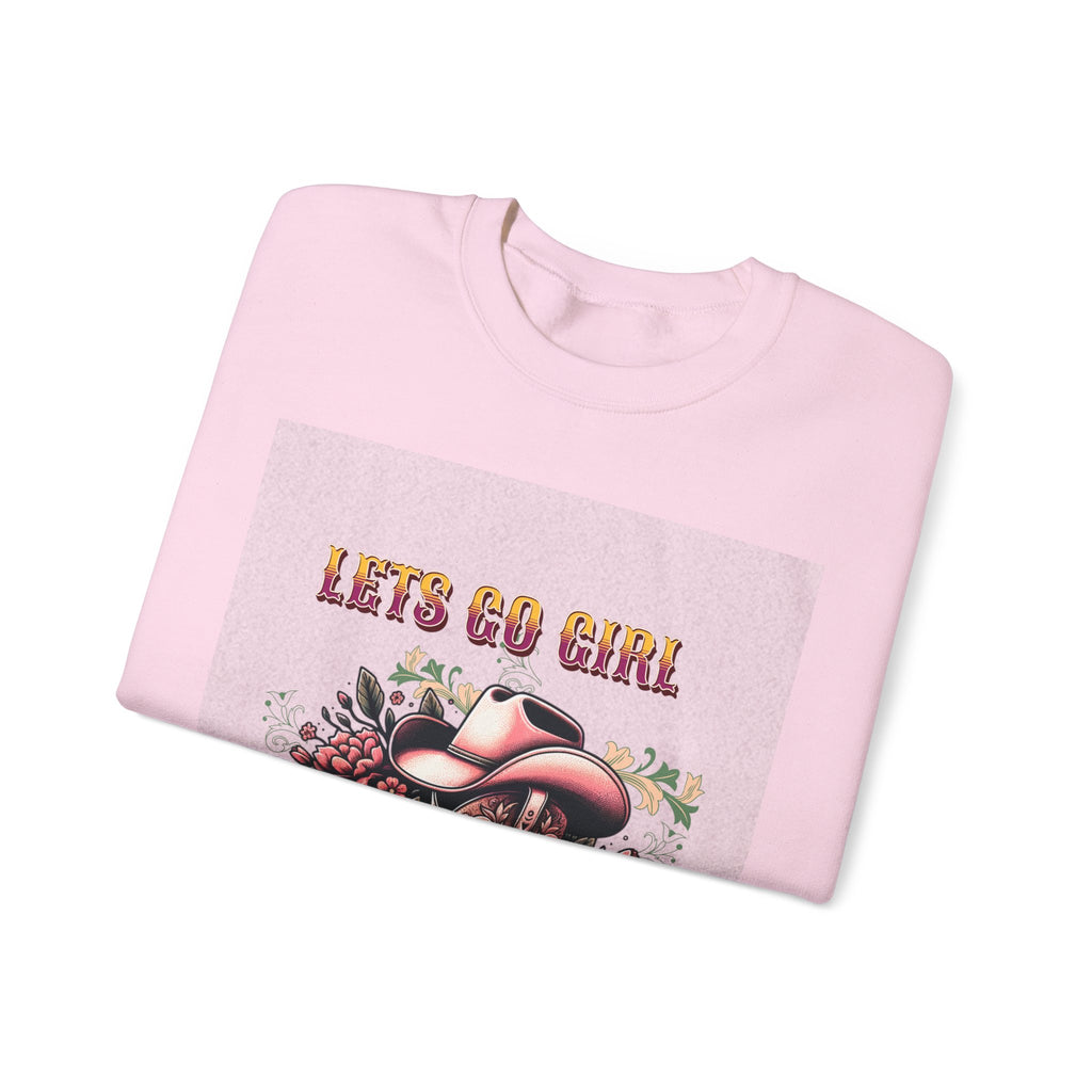 Cowgirl Boots Sweatshirt, Let’s Go Girl Crewneck, Western Style Apparel, Cozy Gift for Her, Trendy Graphic Sweatshirt