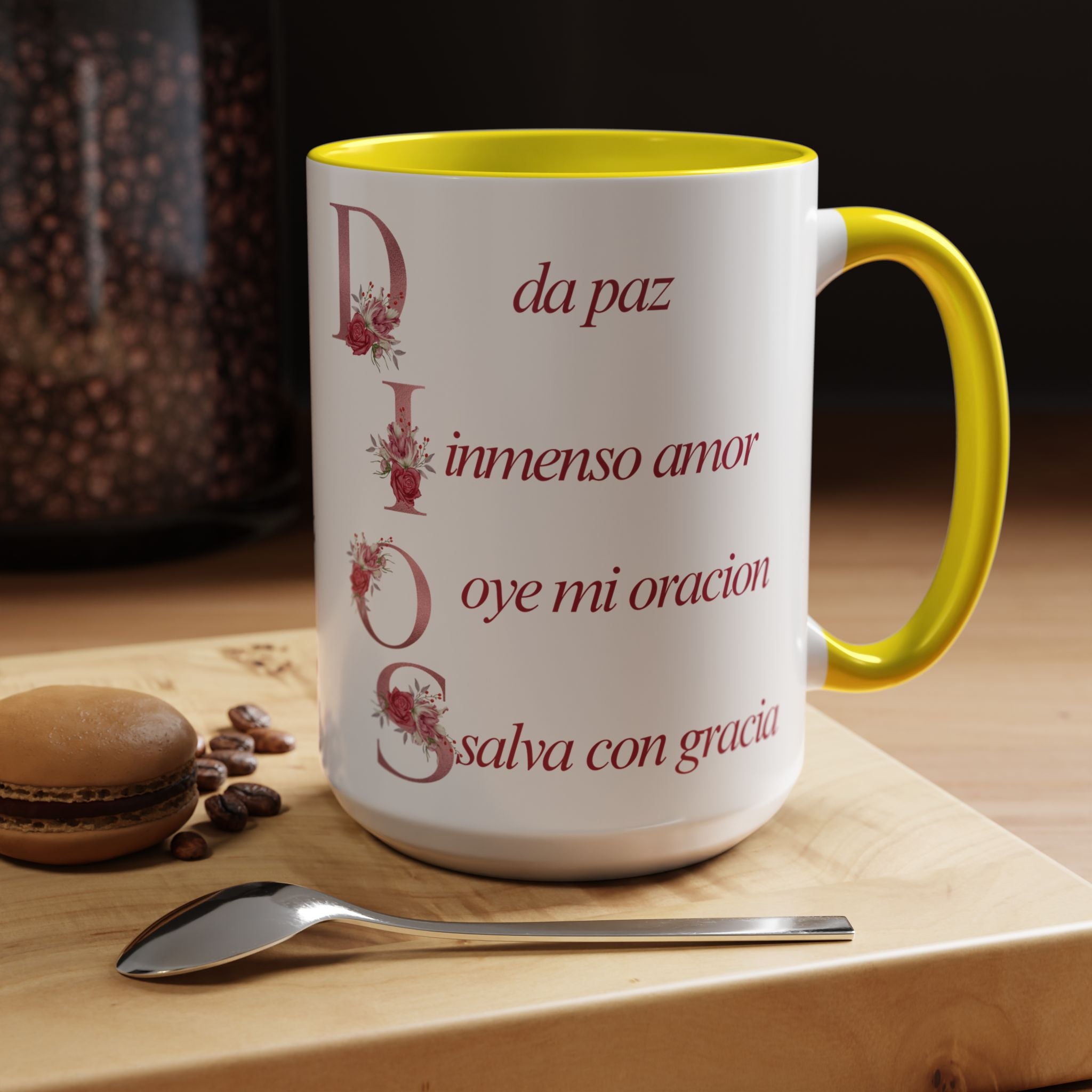Inspirational Accent Coffee Mug with Floral Design - 11/15oz