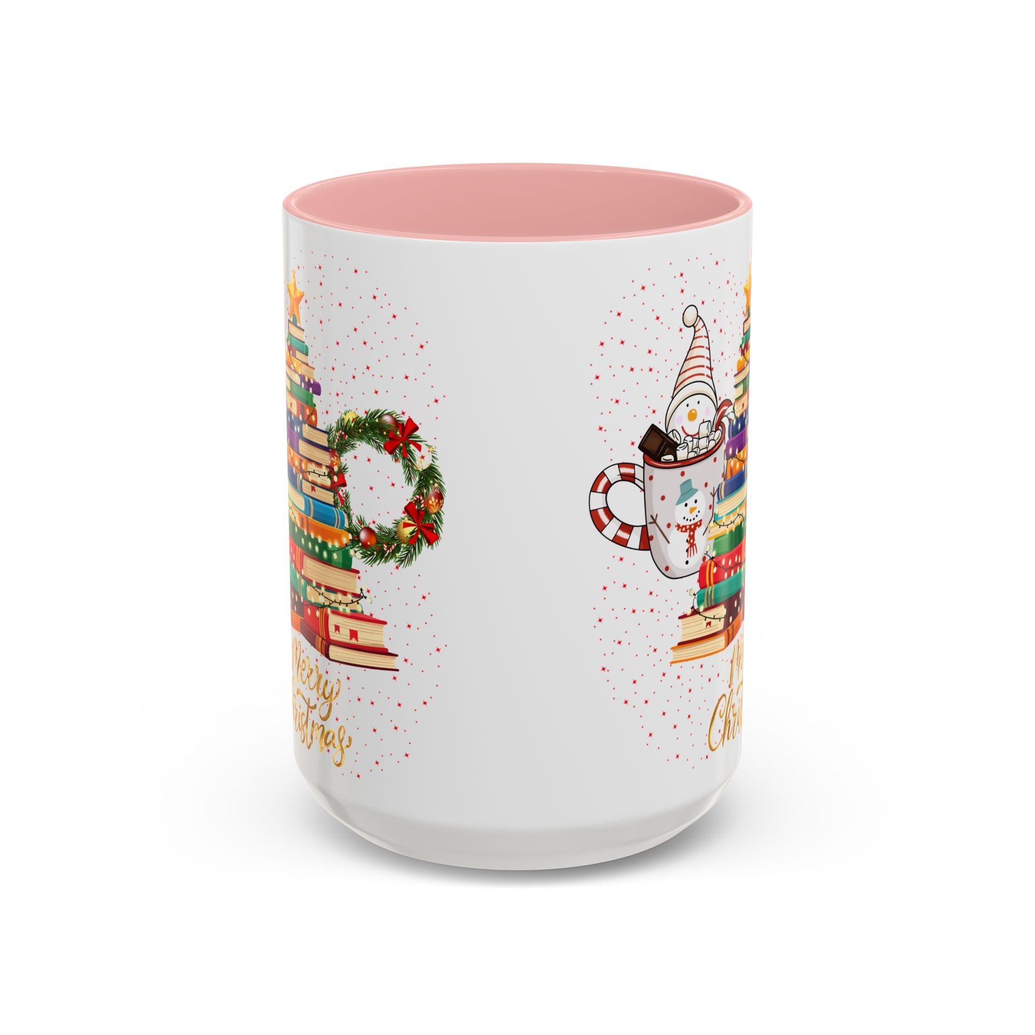 Christmas Book Tree Coffee Mug — Merry Christmas Accent Mug (11/15oz)
