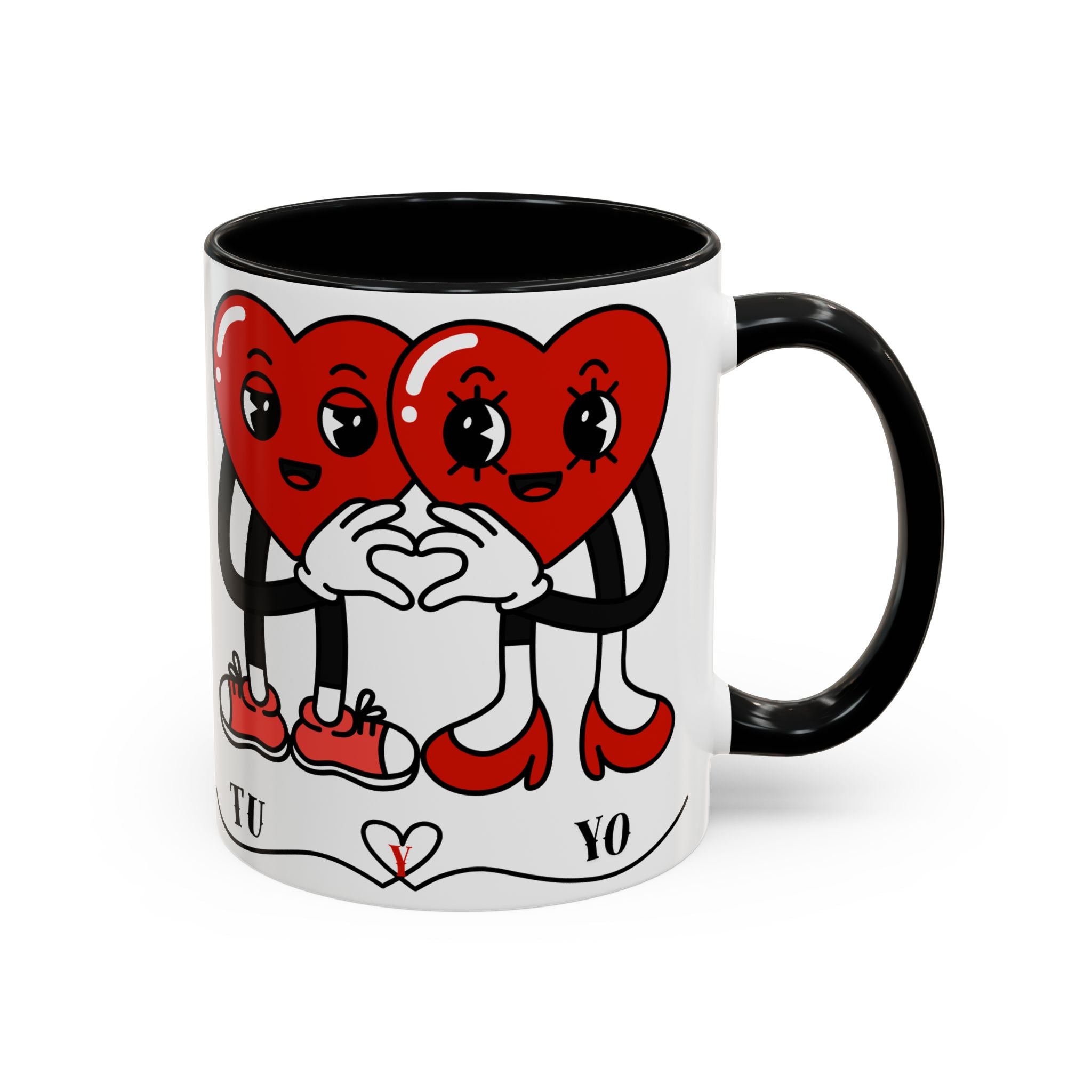 Valentine Heart Couple Coffee Mug – "Tu y Yo" Cute Romantic Accent Mug