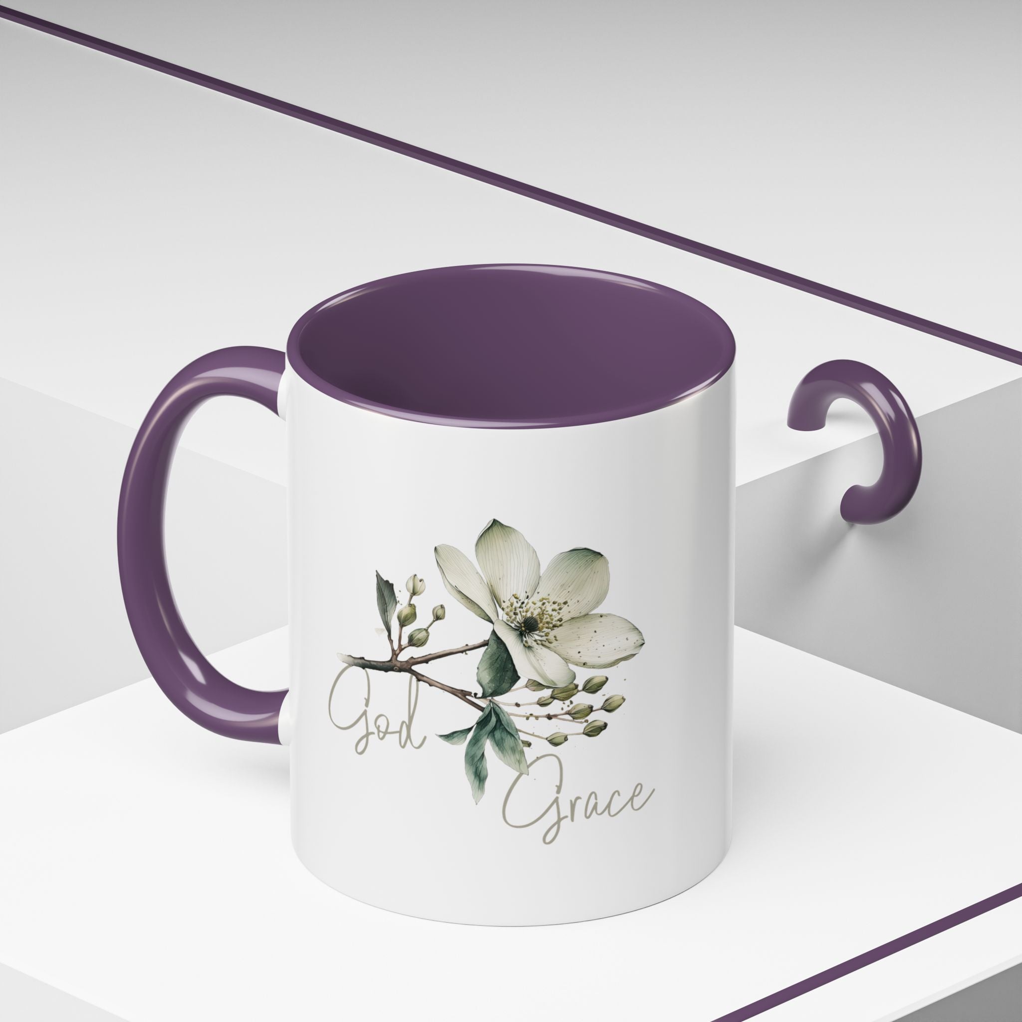 Floral Accent Coffee Mug | God Grace Gift, Nature-Inspired Tea Cup, Inspirational Drinkware for Home, Office, Mother's Day